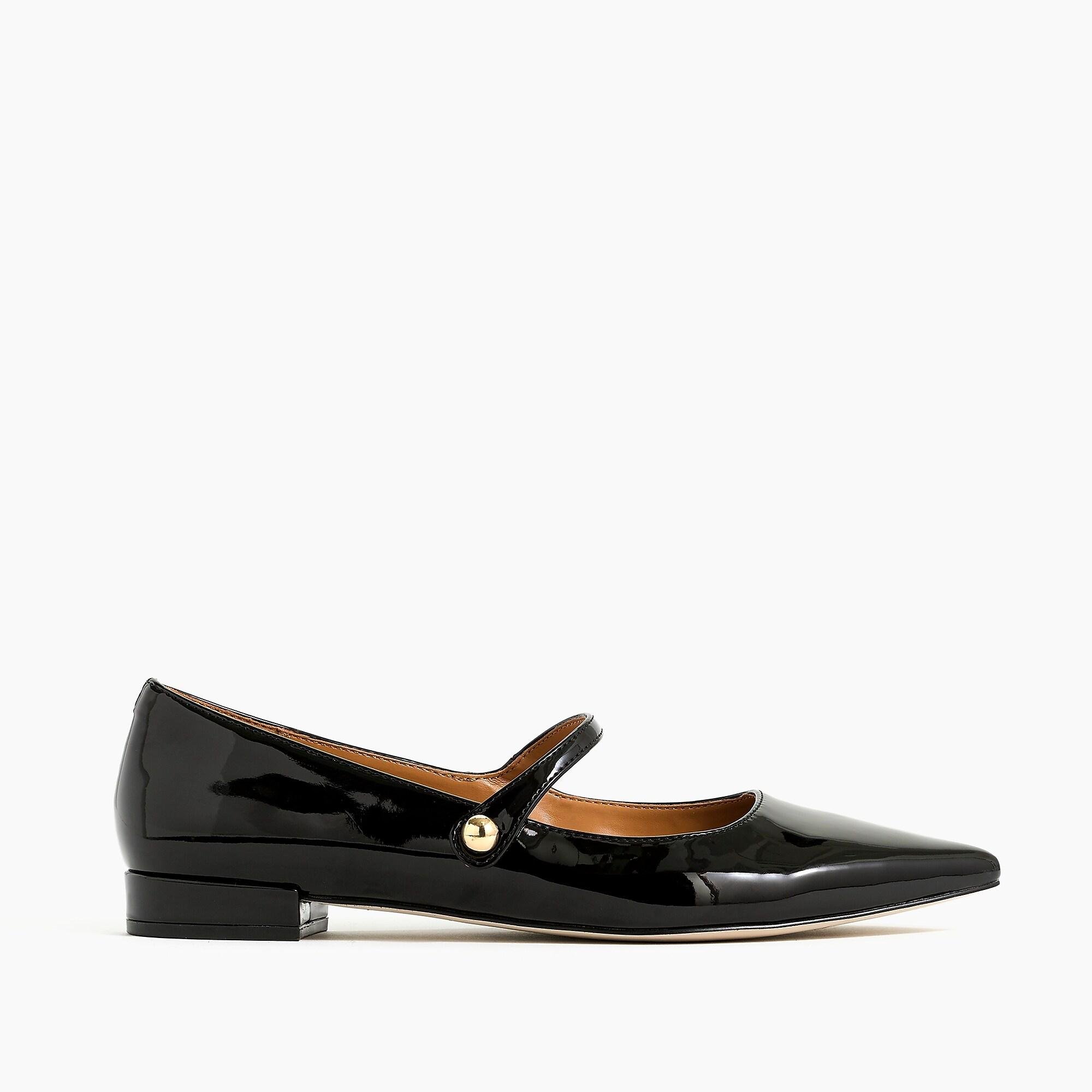 J.Crew Mary Jane Pointy-toe Flats in Black - Lyst