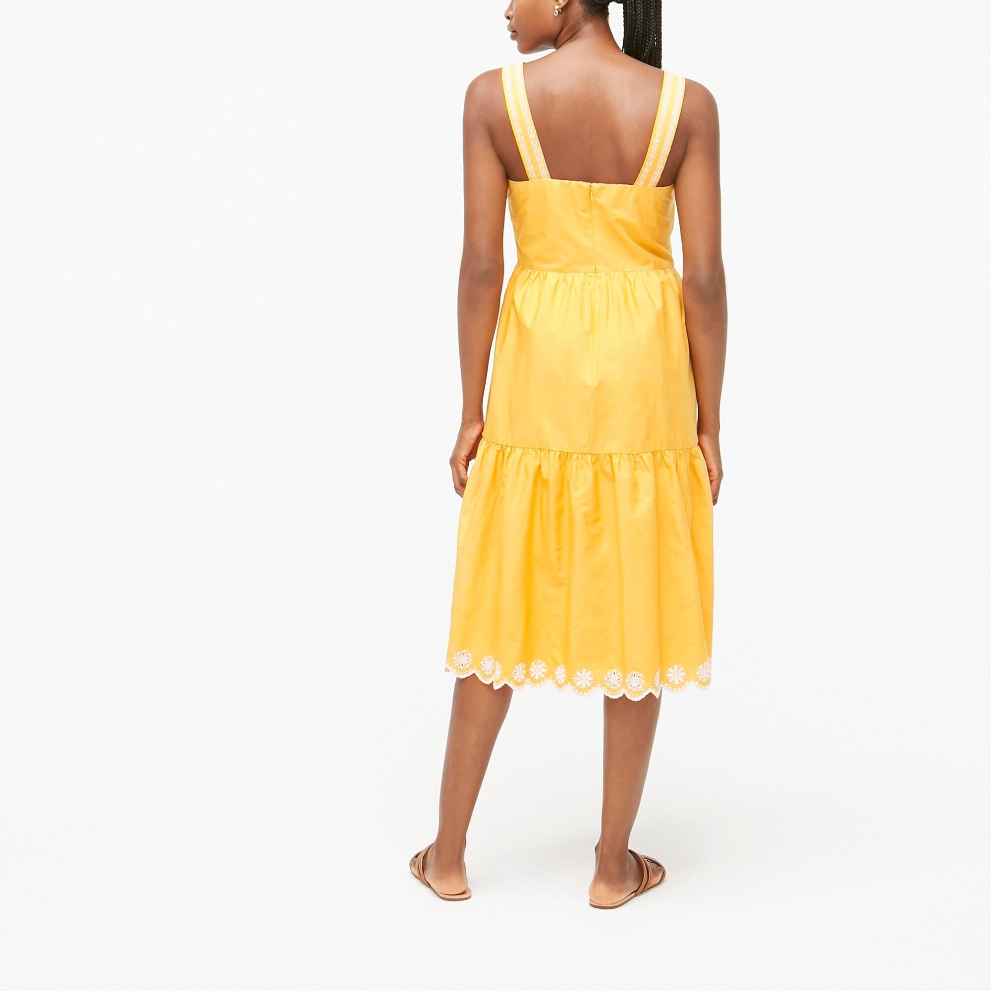 embroidered scalloped tiered dress