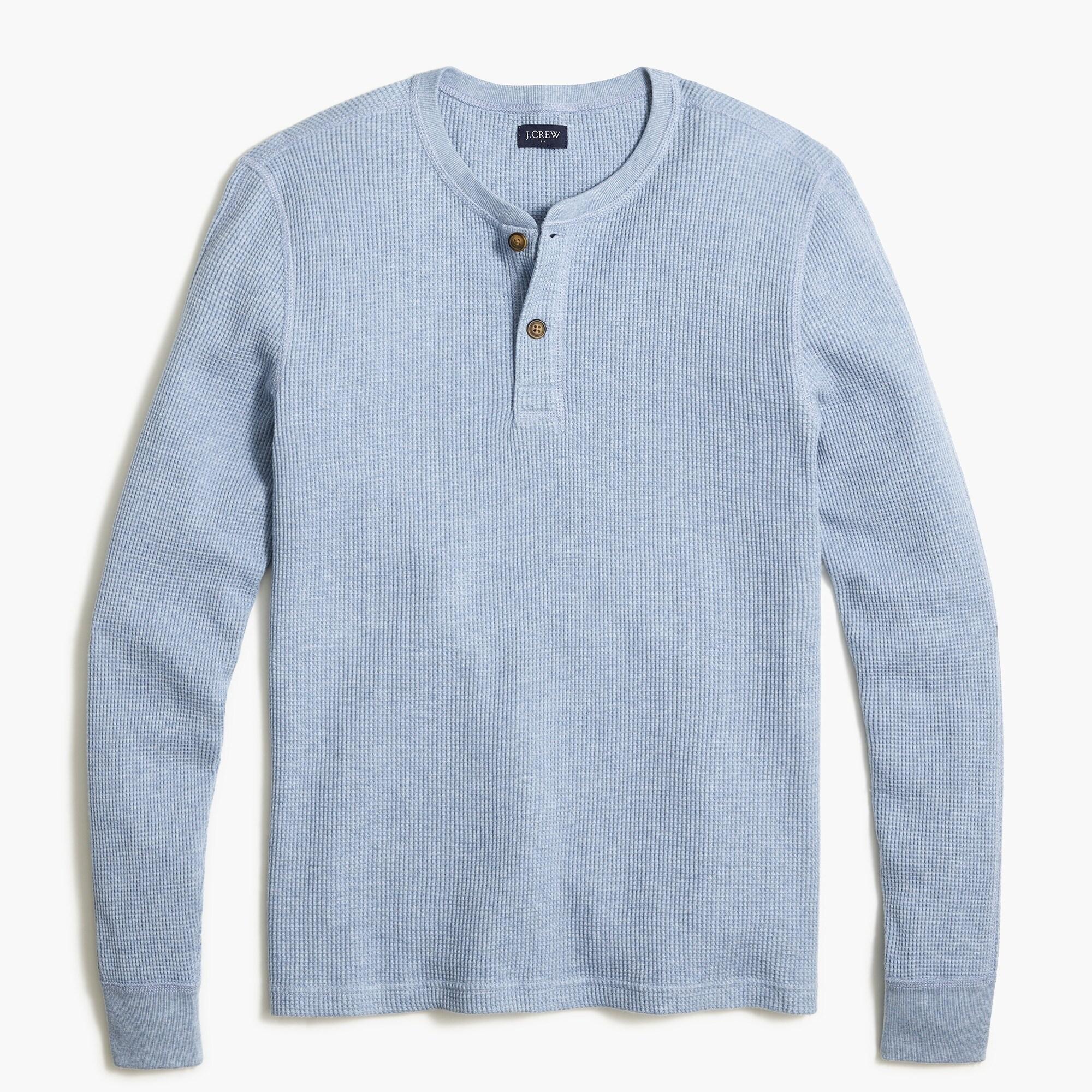 J.Crew Cotton Long-sleeve Thermal Henley in Blue for Men - Lyst