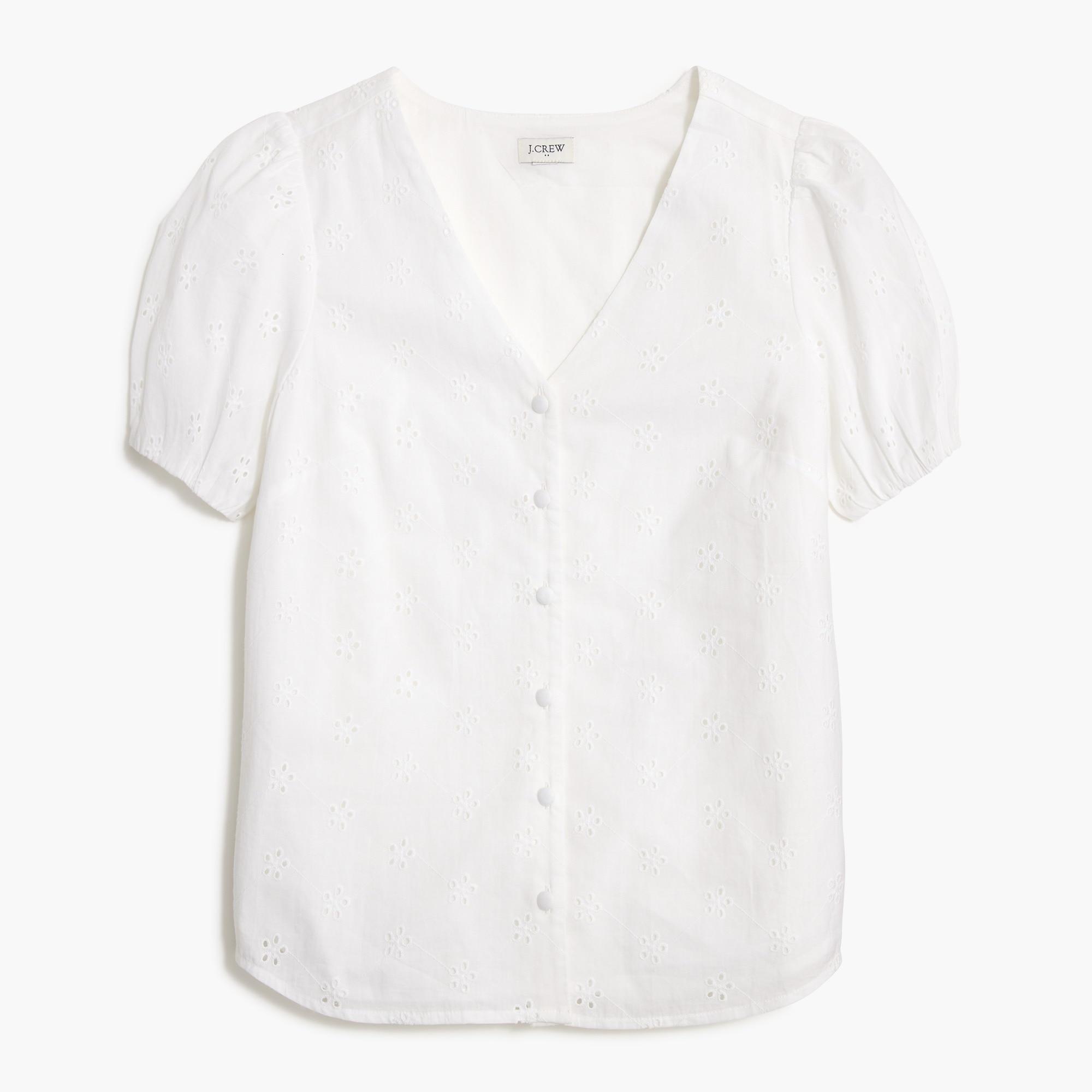 J.Crew Eyelet Button-front Shirt in White | Lyst