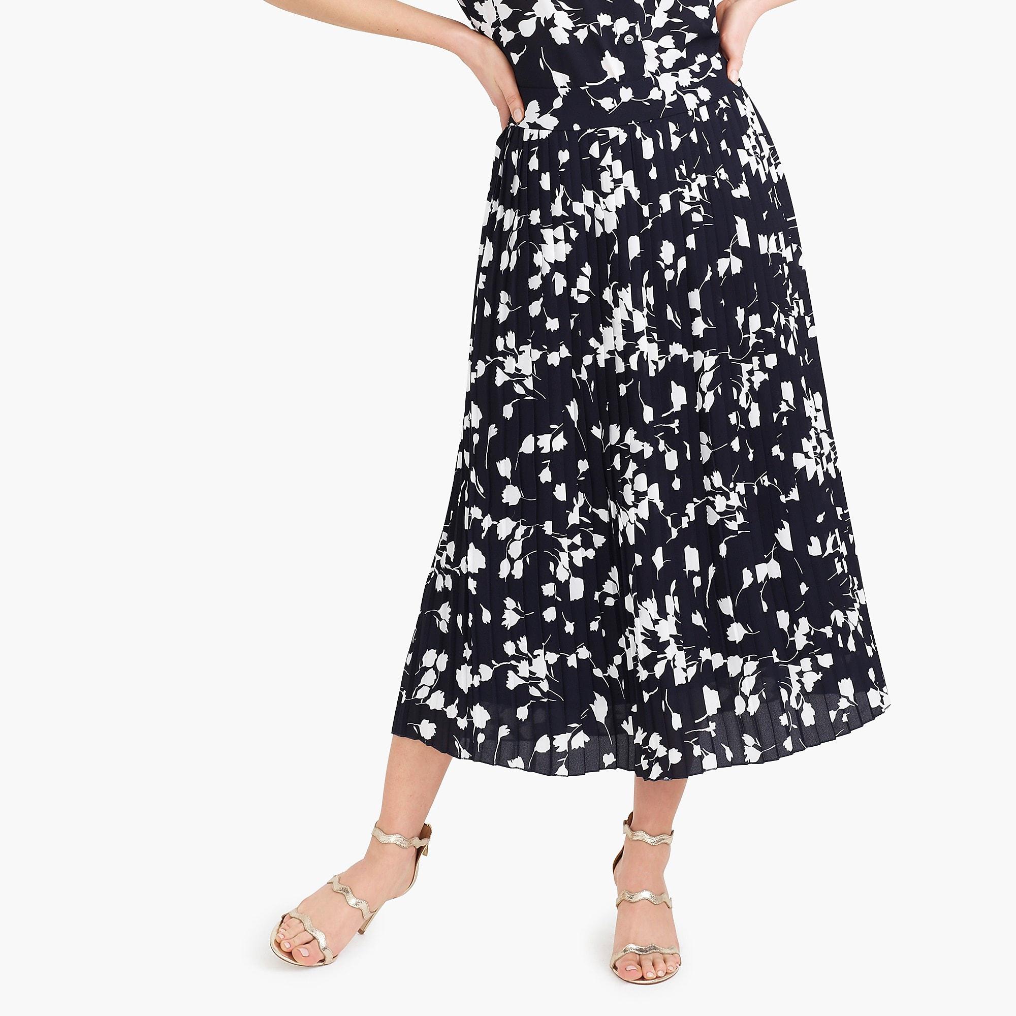 J.Crew Pleated Midi Skirt In Print in Blue Lyst
