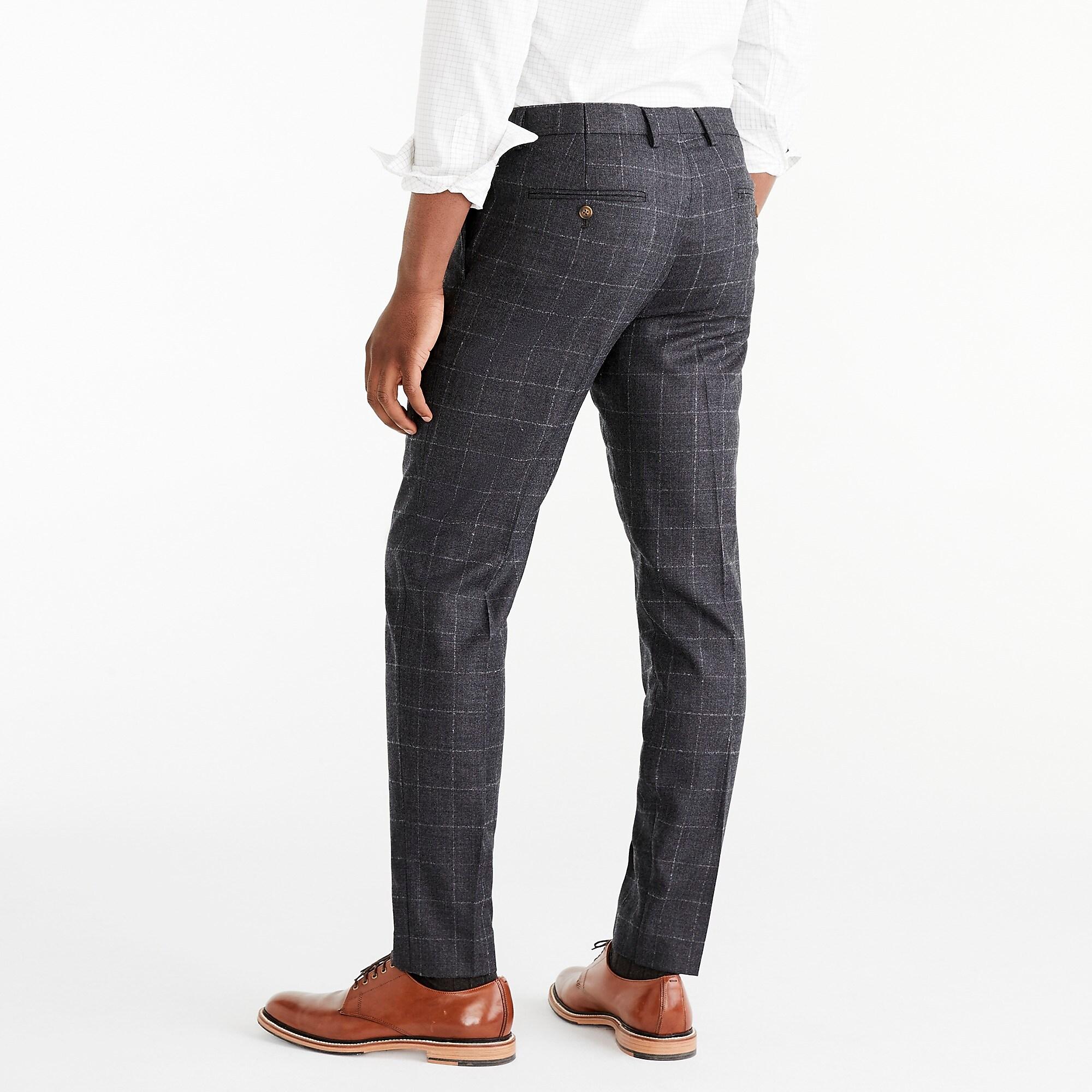 J.Crew Wool Slimfit Thompson Suit Pant In Windowpane in Gray for Men