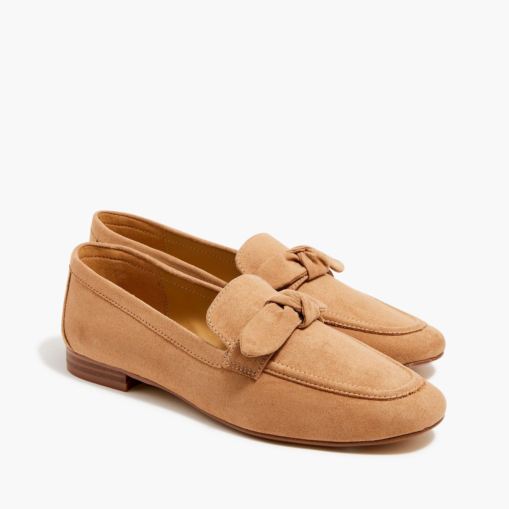 J.Crew Sueded Bow Loafers in Brown Lyst