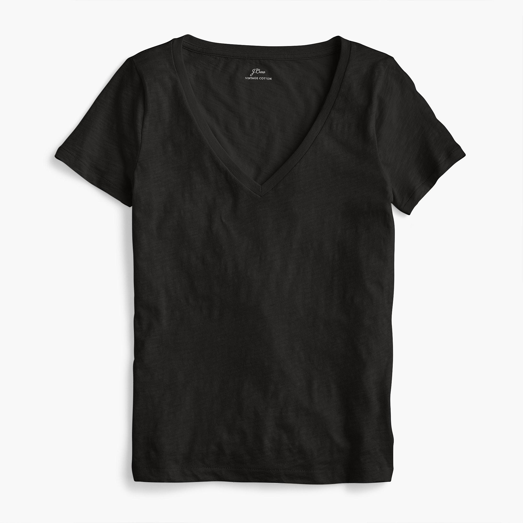 J.Crew Vintage Cotton V-neck T-shirt in Black - Lyst