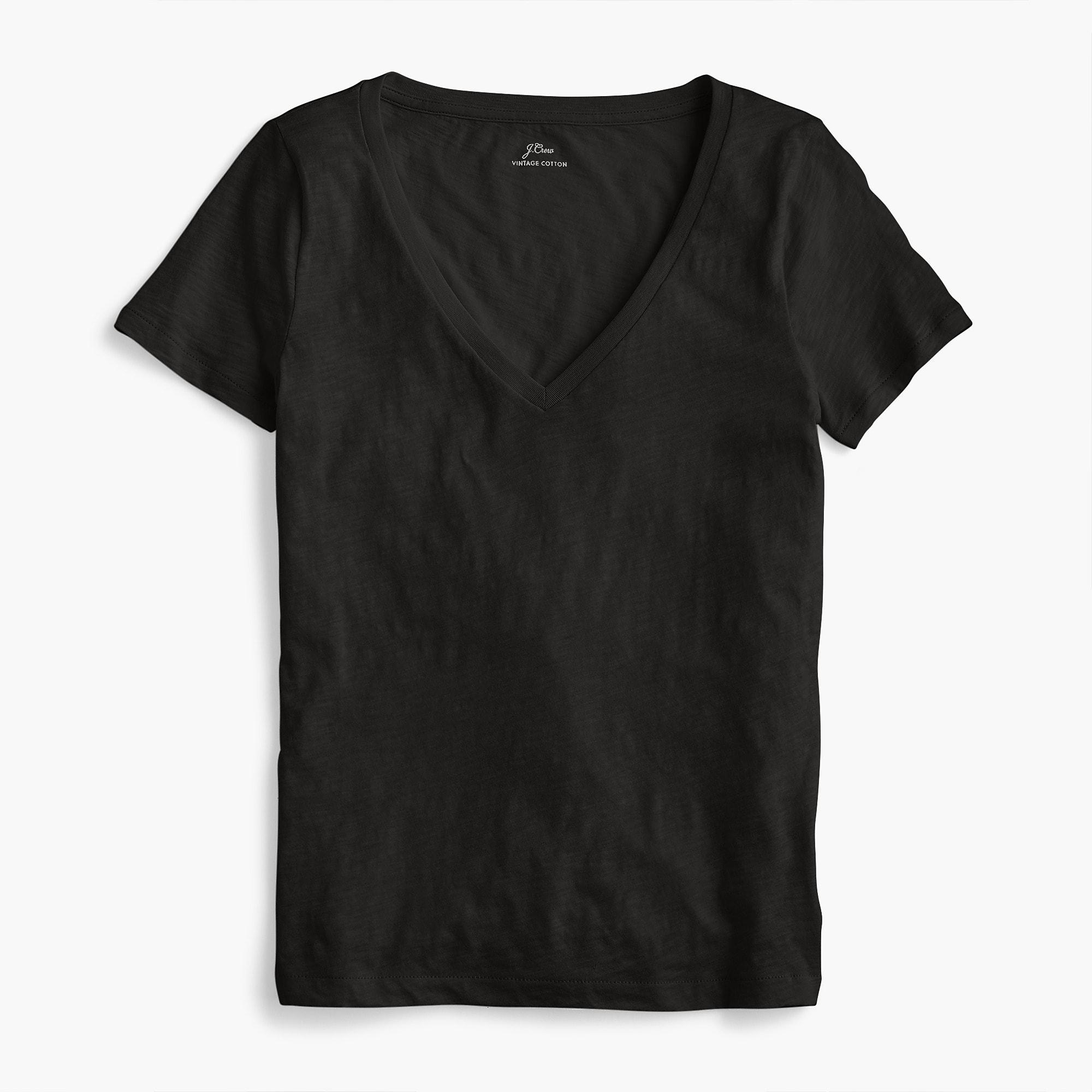 black v neck cotton t shirt