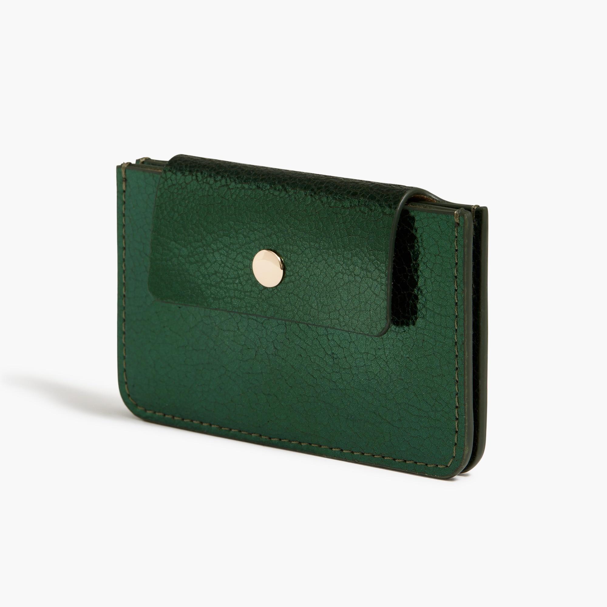 J.Crew Metallic Leather Accordion Wallet in Green Lyst