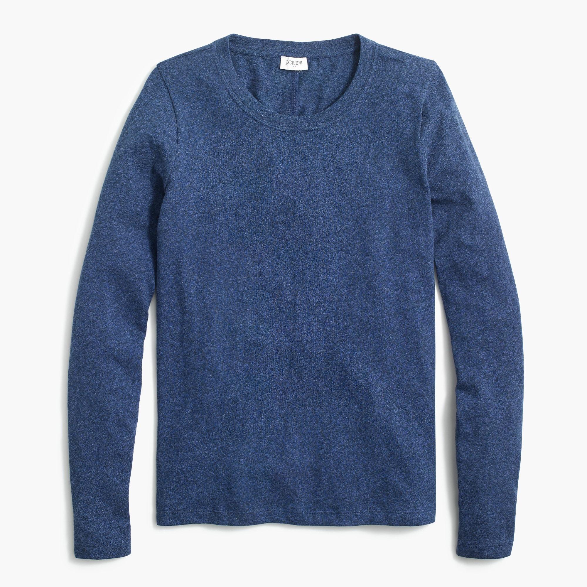 J.Crew Cotton Longsleeve Crewneck Girlfriend Tee in Blue Lyst