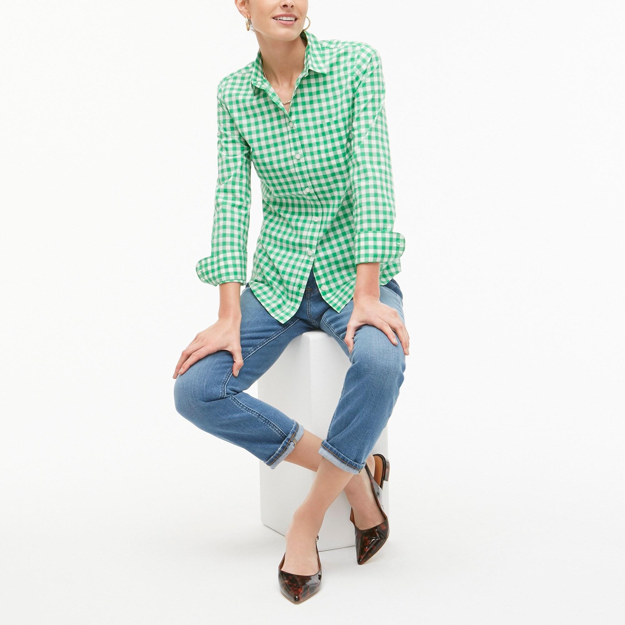 J.Crew Cotton Gingham Buttonup Shirt In Perfect Fit in Green Lyst