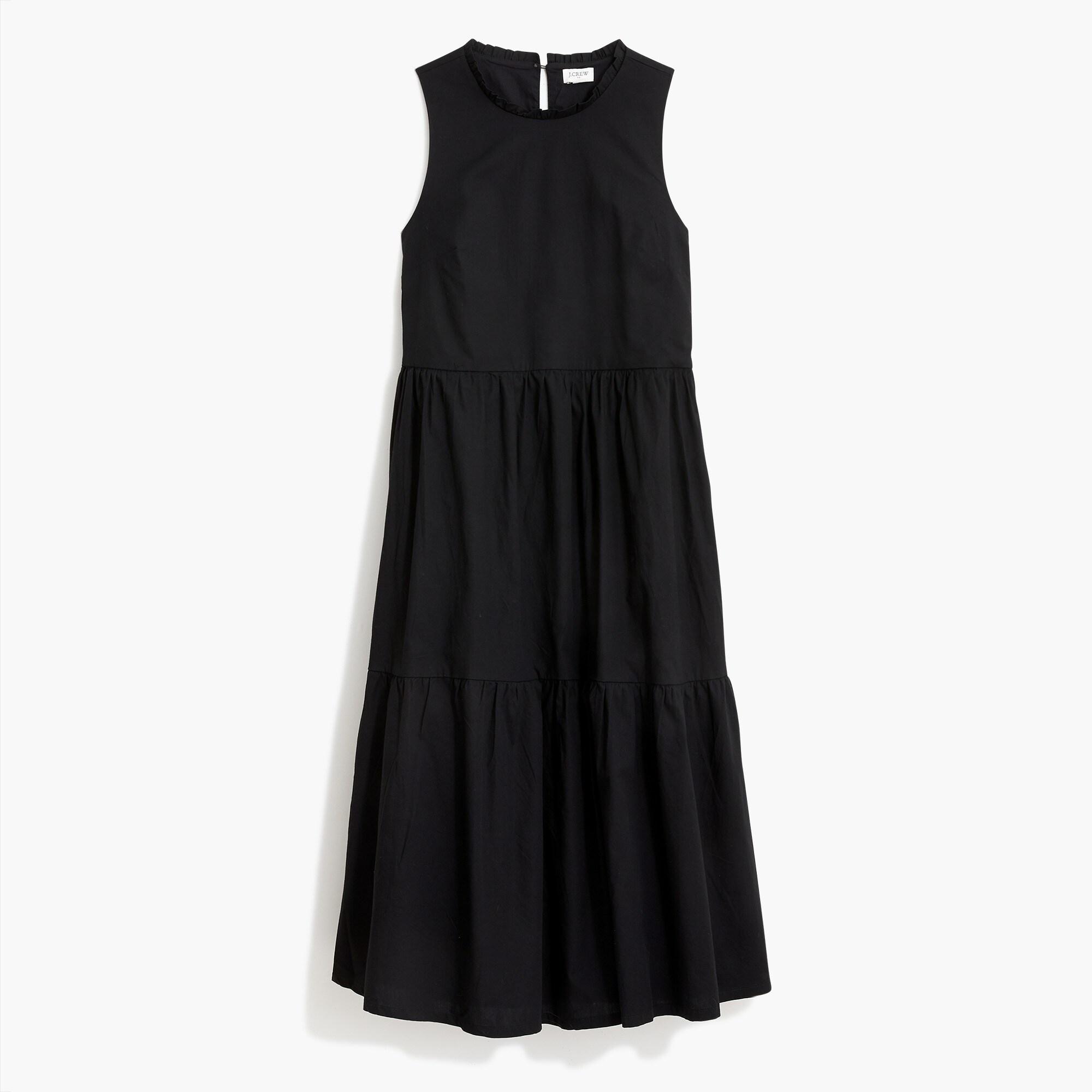 J.Crew Cotton Sleeveless Tiered Dress in Black - Lyst