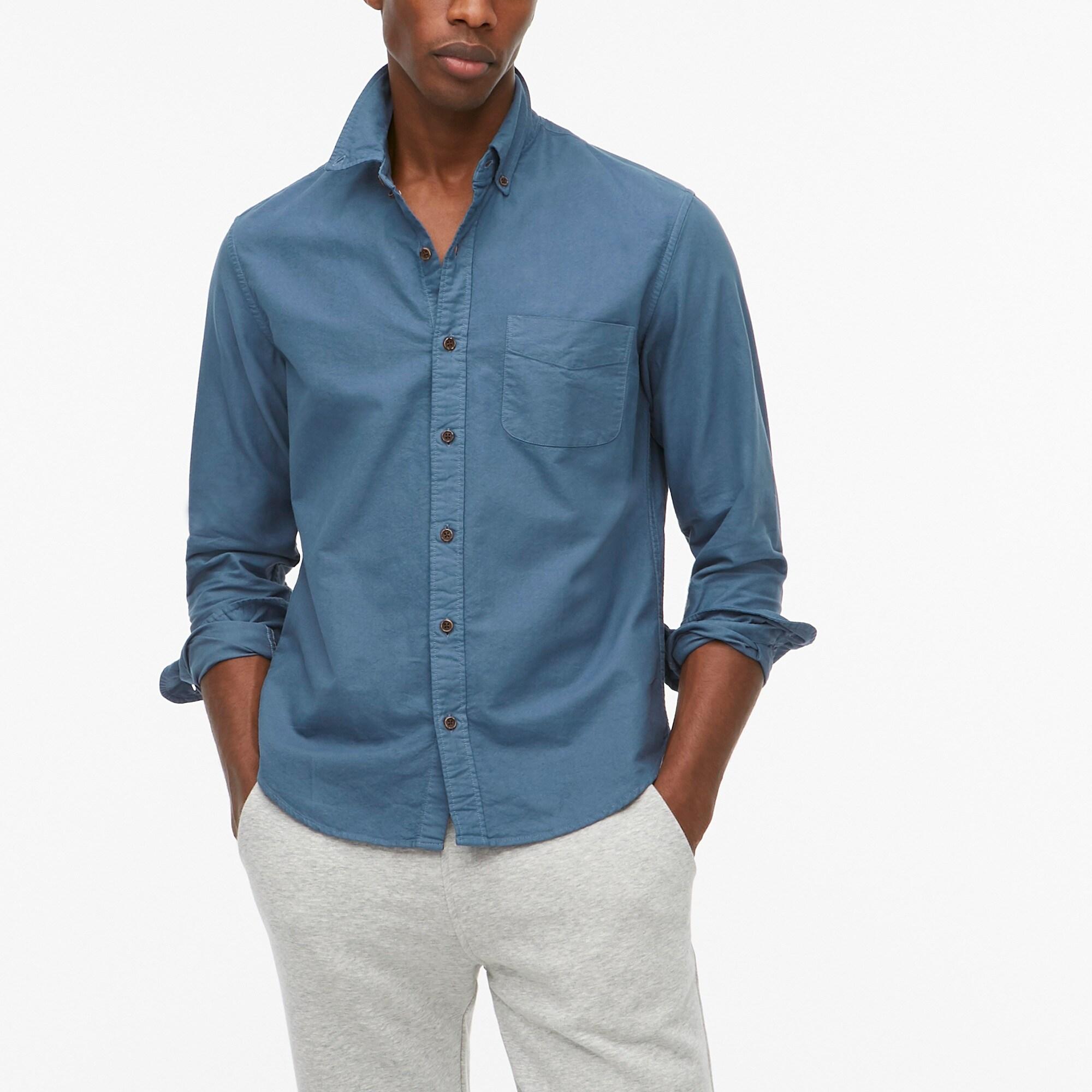 J.Crew Garment-dyed Untucked Slim Oxford Shirt in Blue for Men | Lyst