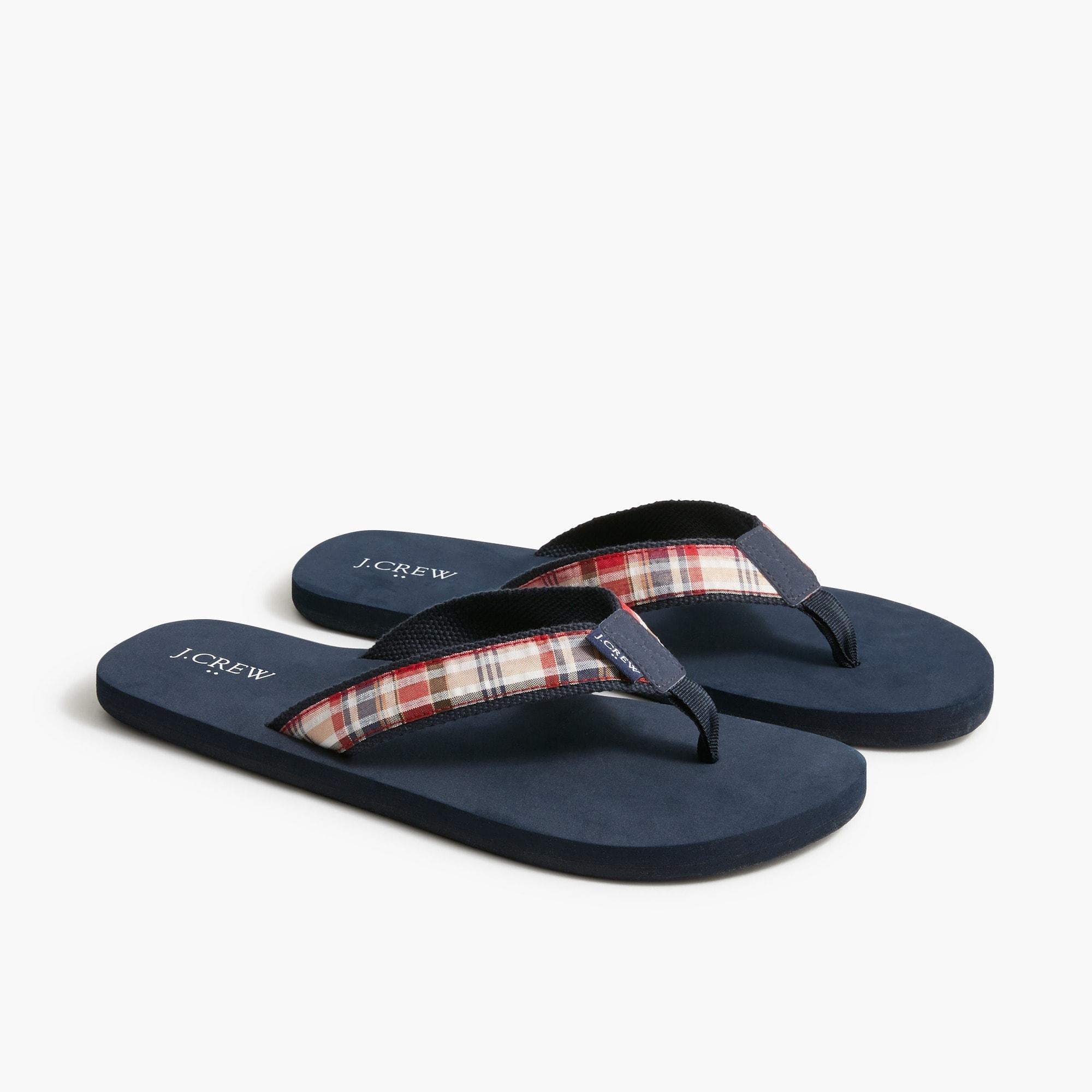 J.Crew Cotton Plaid Flipflops in Blue for Men Lyst