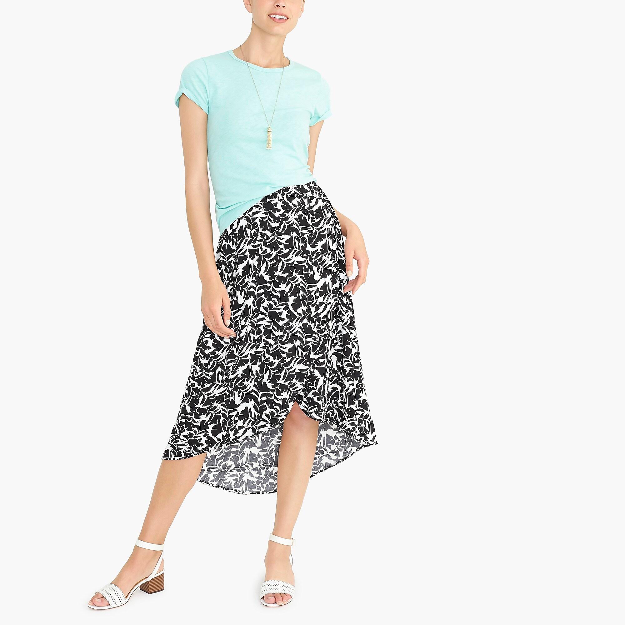 J.Crew Fauxwrap Pullon Midi Skirt In Print in Ivory Black (Black) Lyst