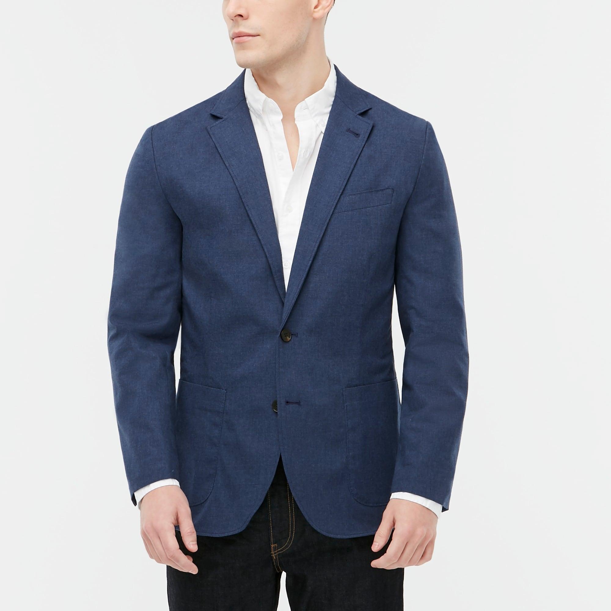 J.Crew Slim Unstructured Thompson Blazer In Heathered Cotton in Blue