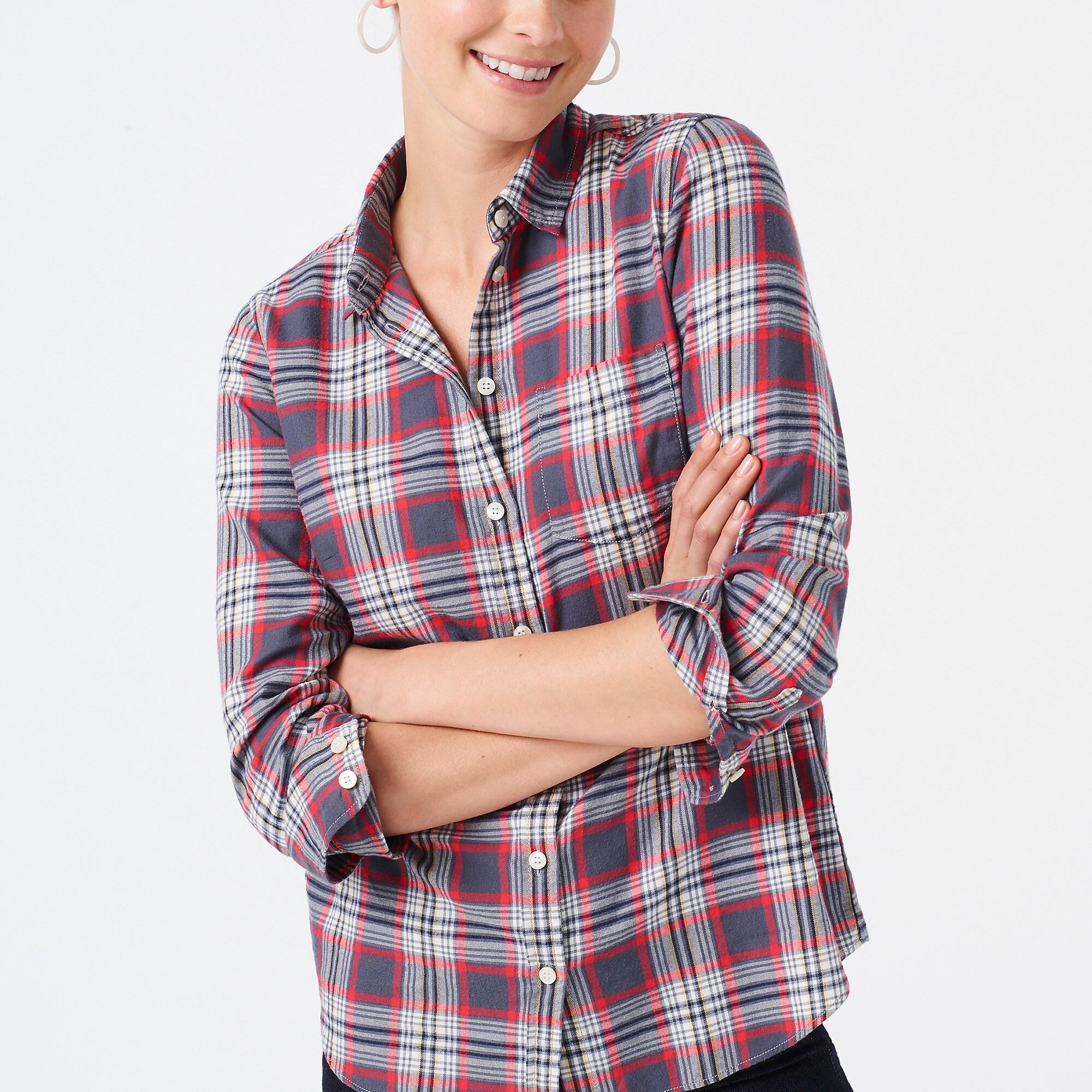 J.Crew Flannel Shirt In Boyfriend Fit in Red Lyst