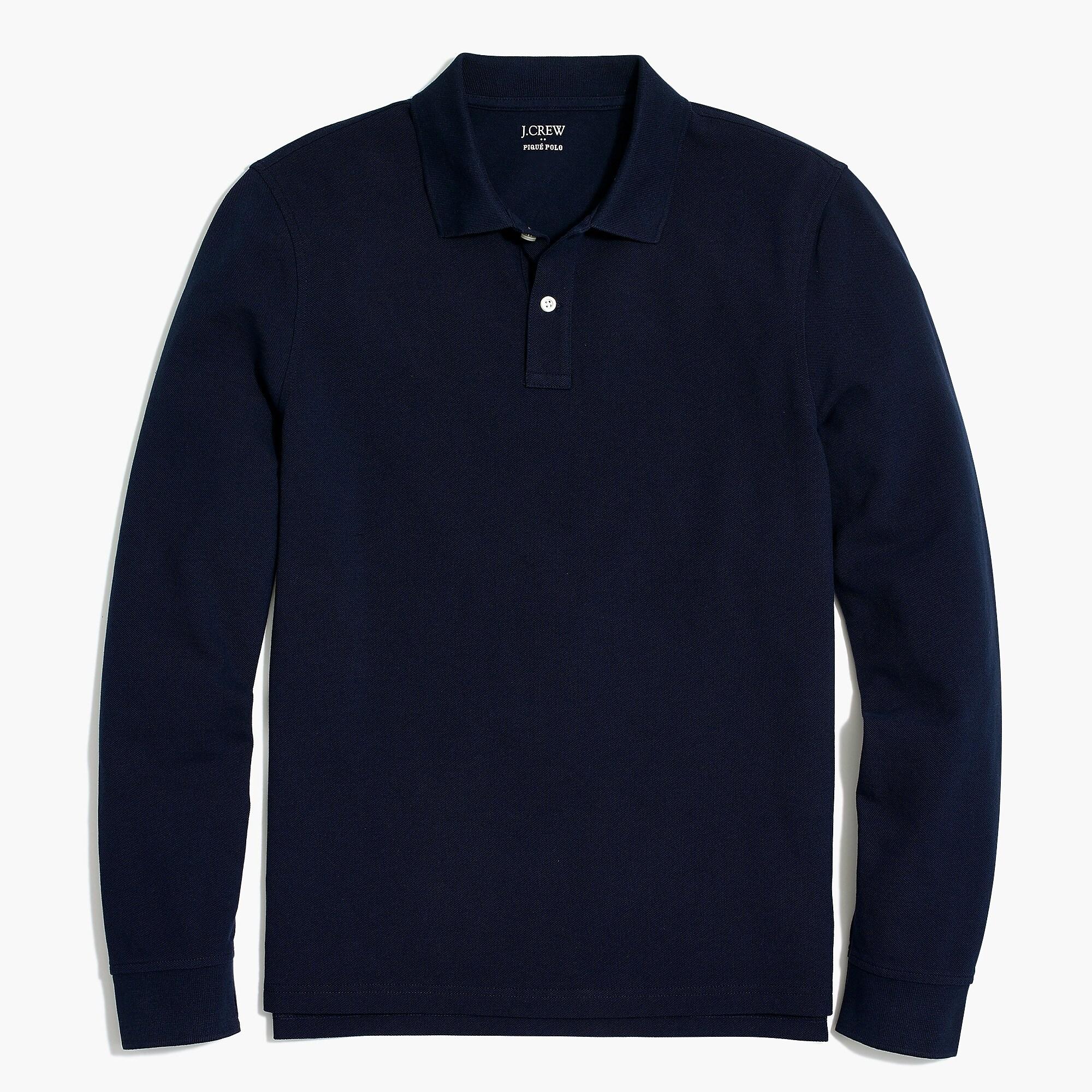 J.Crew Cotton Long-sleeve Piqué Polo Shirt in Navy (Blue) for Men - Lyst