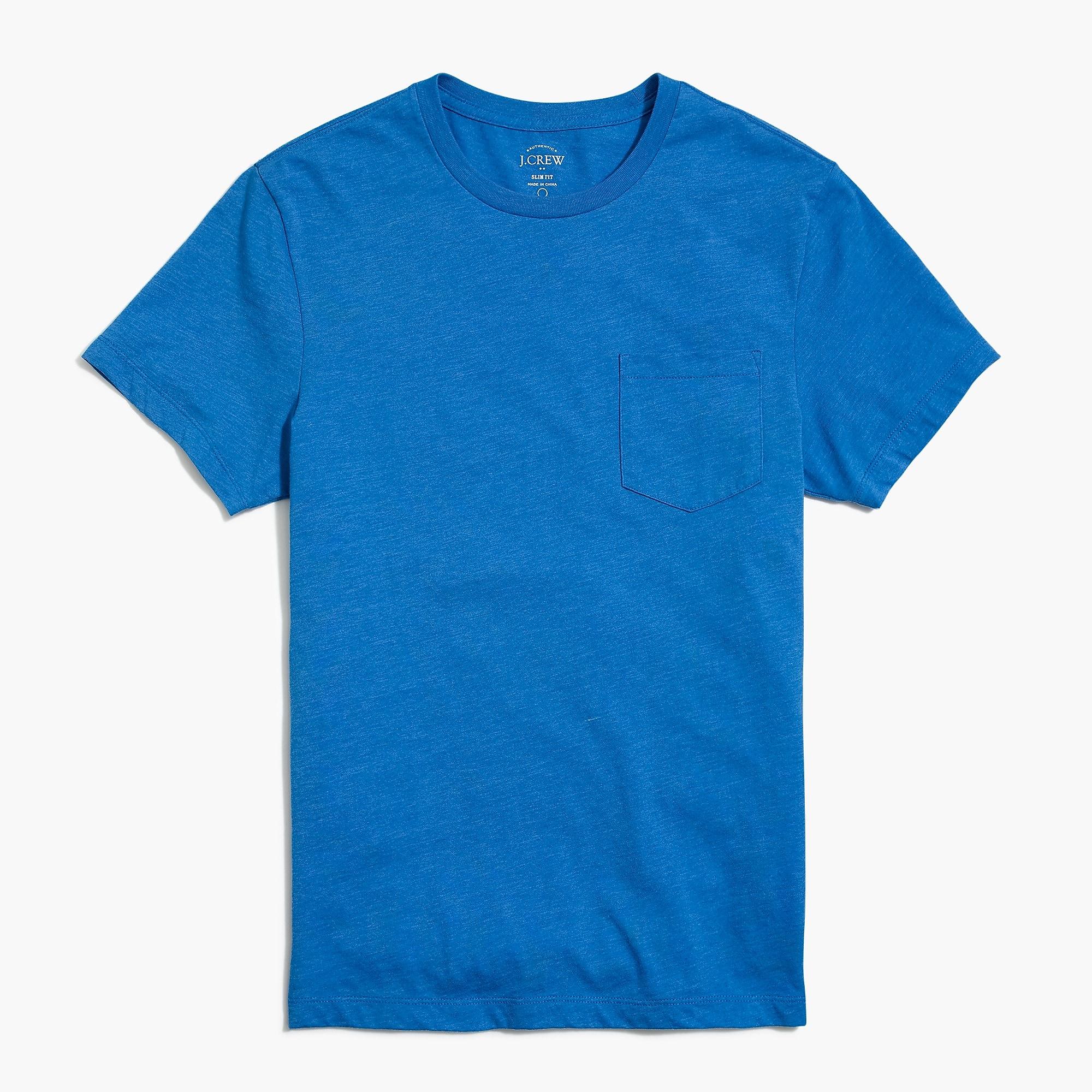 J.Crew Cotton Slim Heathered Washed Jersey Pocket Tshirt in Blue for