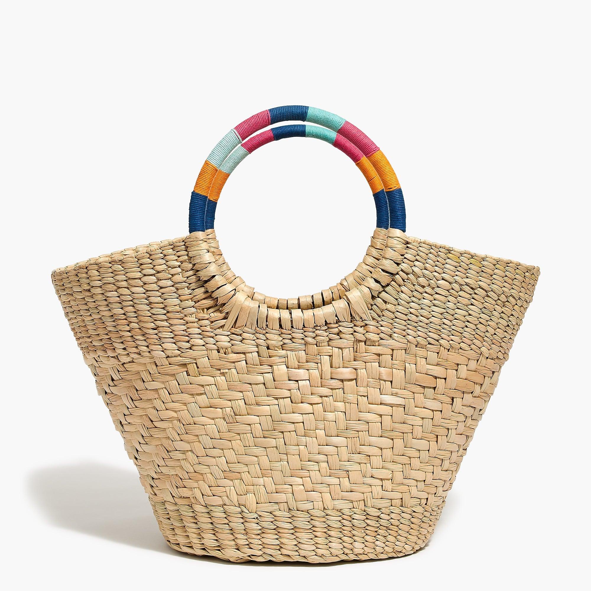 J.Crew Colorful Handle Straw Tote Bag Lyst