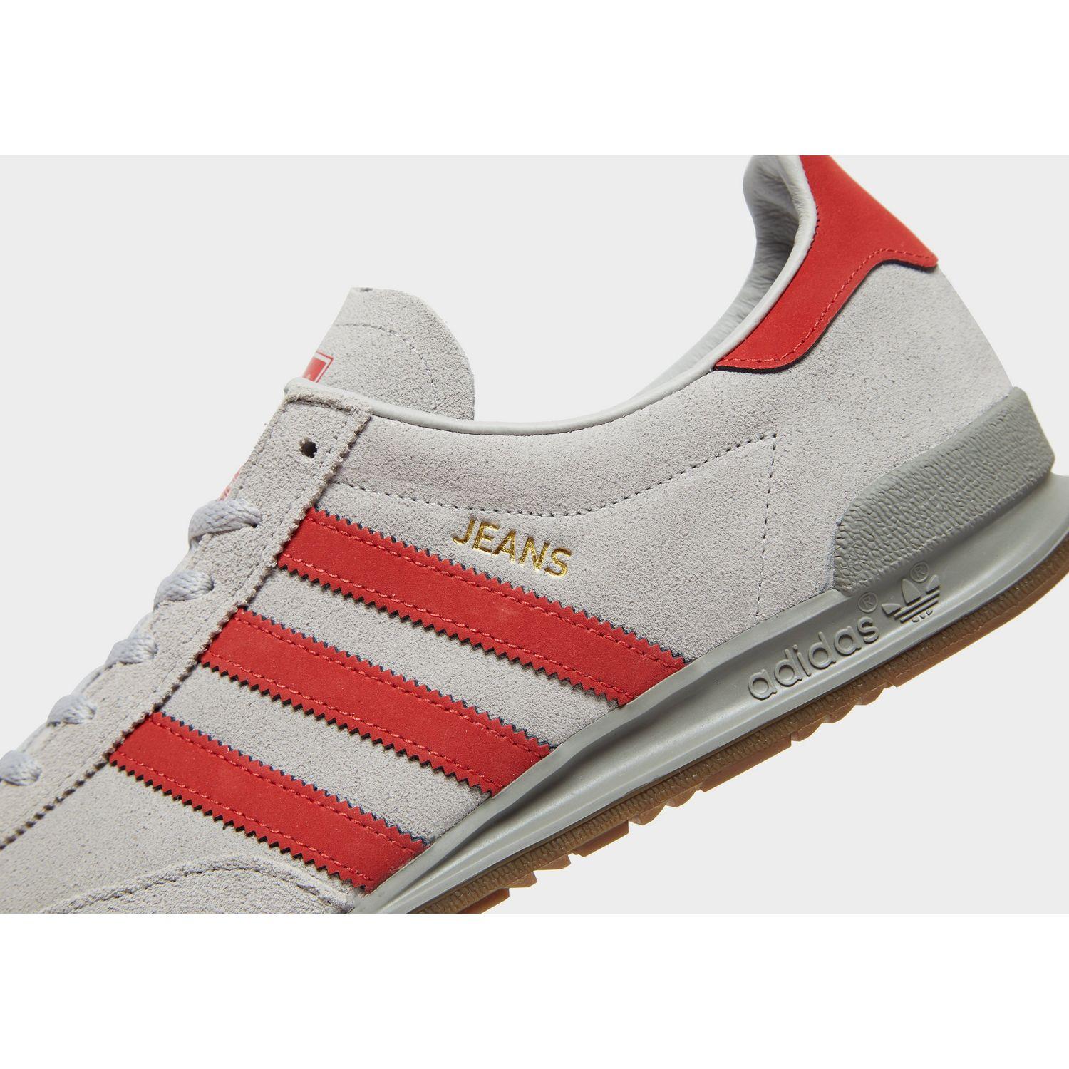 adidas jeans grey red