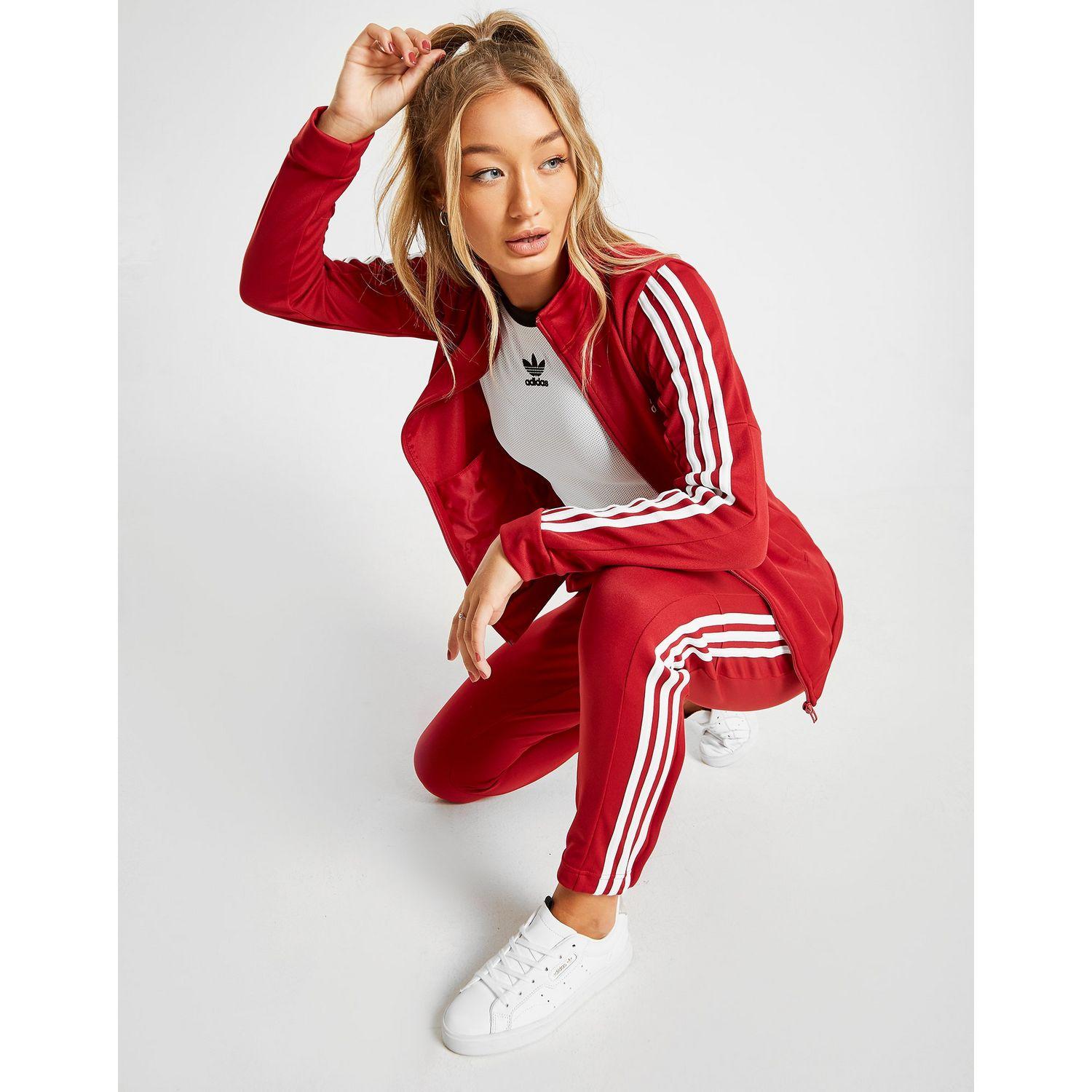 white adidas tracksuit with red stripes> OFF-53%
