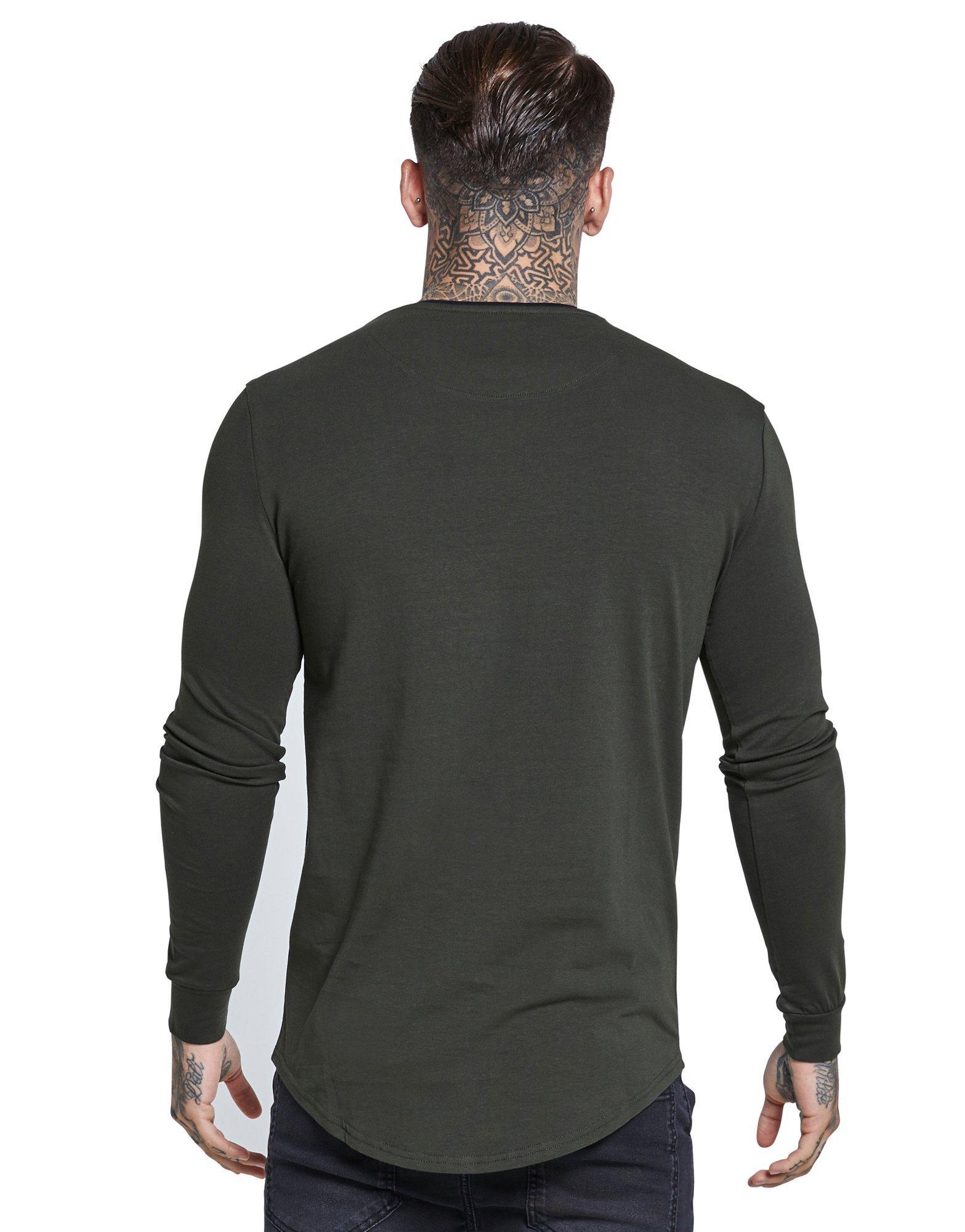 SIKSILK Cotton Long Sleeve Ringer T-shirt in Khaki/Black (Black) for ...