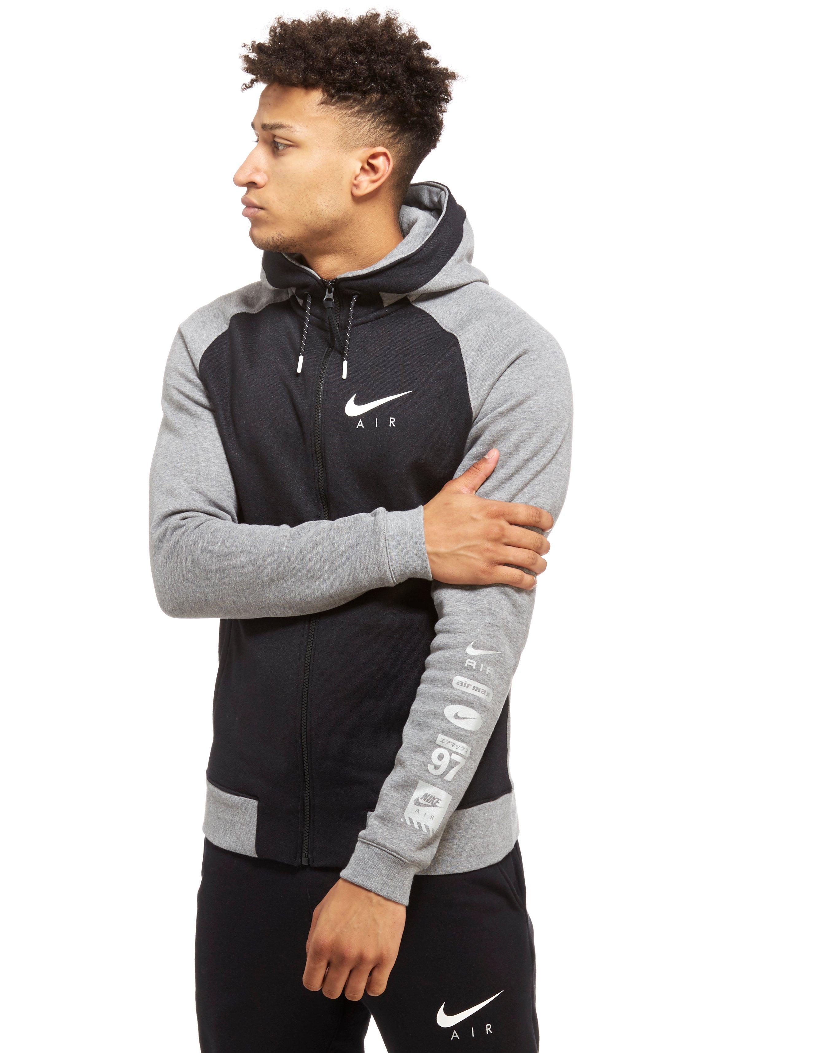 nike air hoodie grey and black