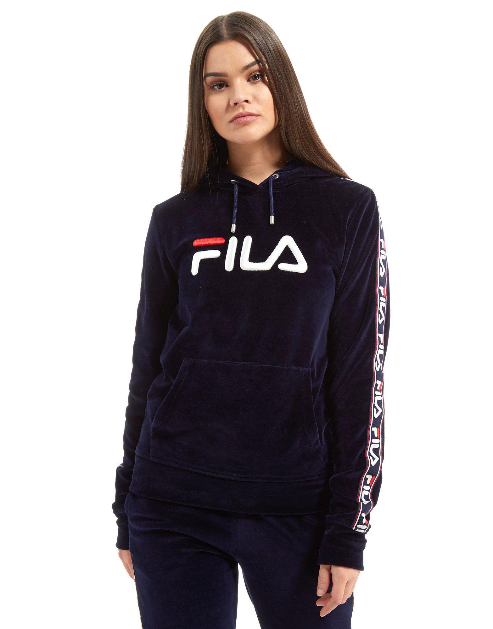 fila tape velour overhead hoodie