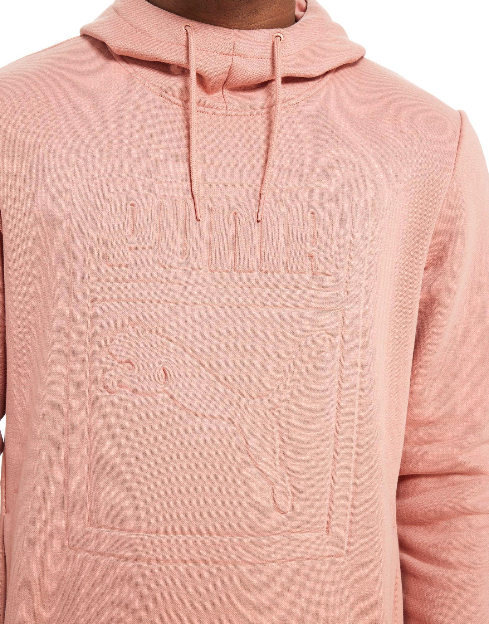 puma archive embossed logo hoodie pink