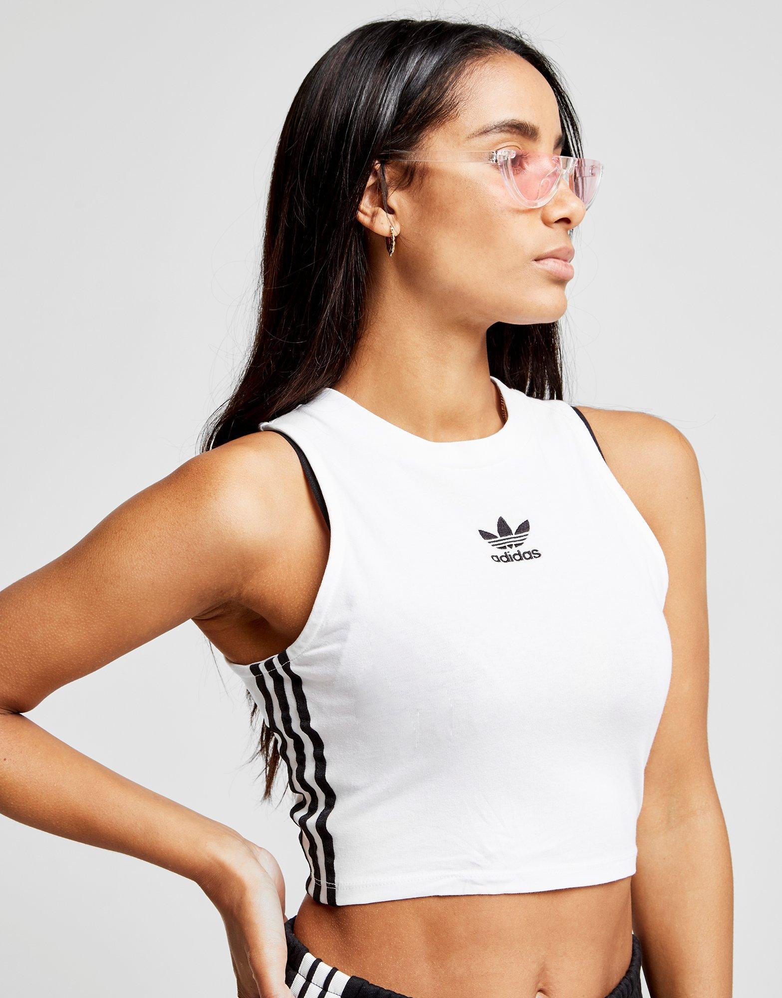 adidas white cropped tank top