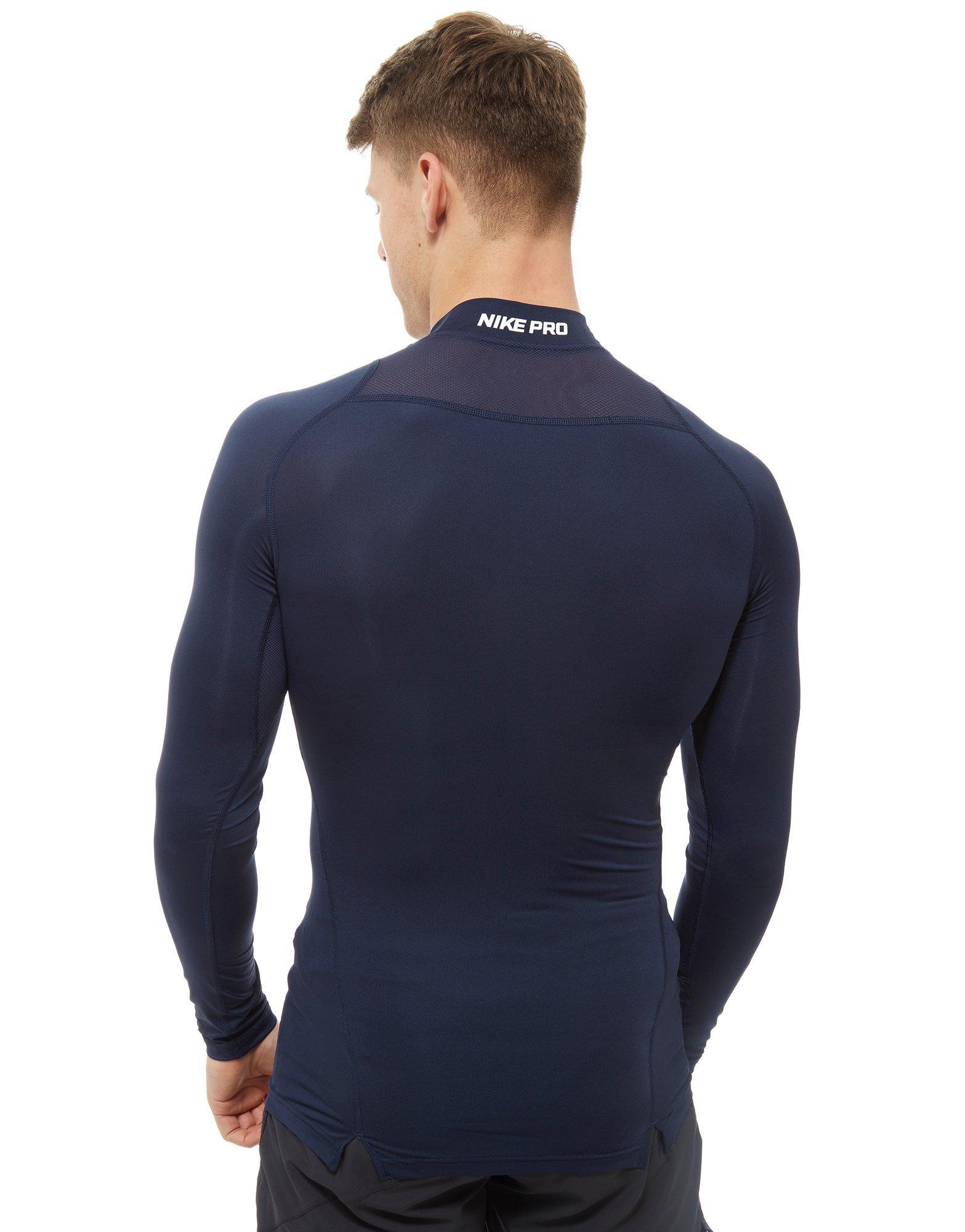 Nike Synthetic Pro Compression Mock Neck Top in Blue for Men Lyst