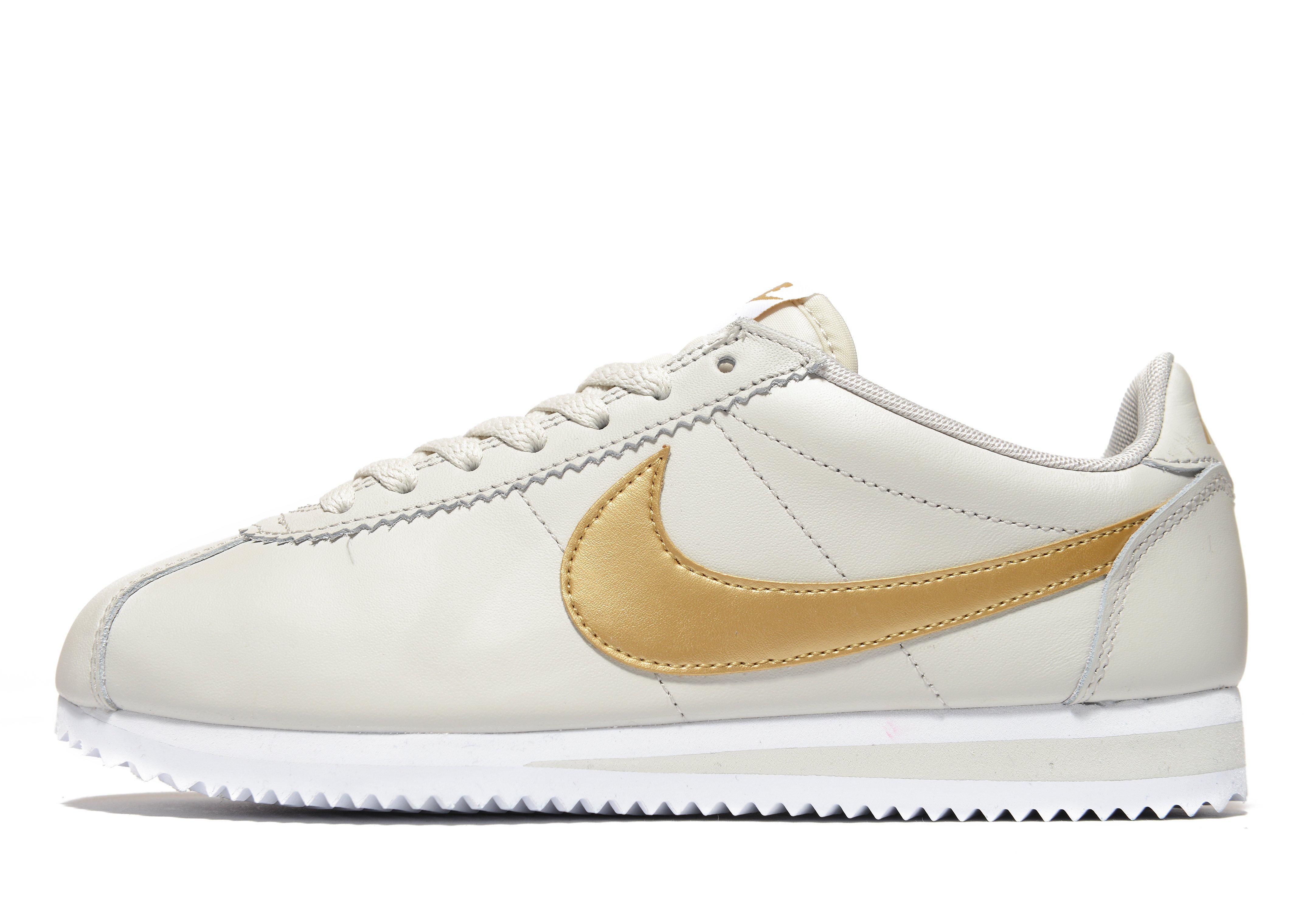 nike classic cortez white gold