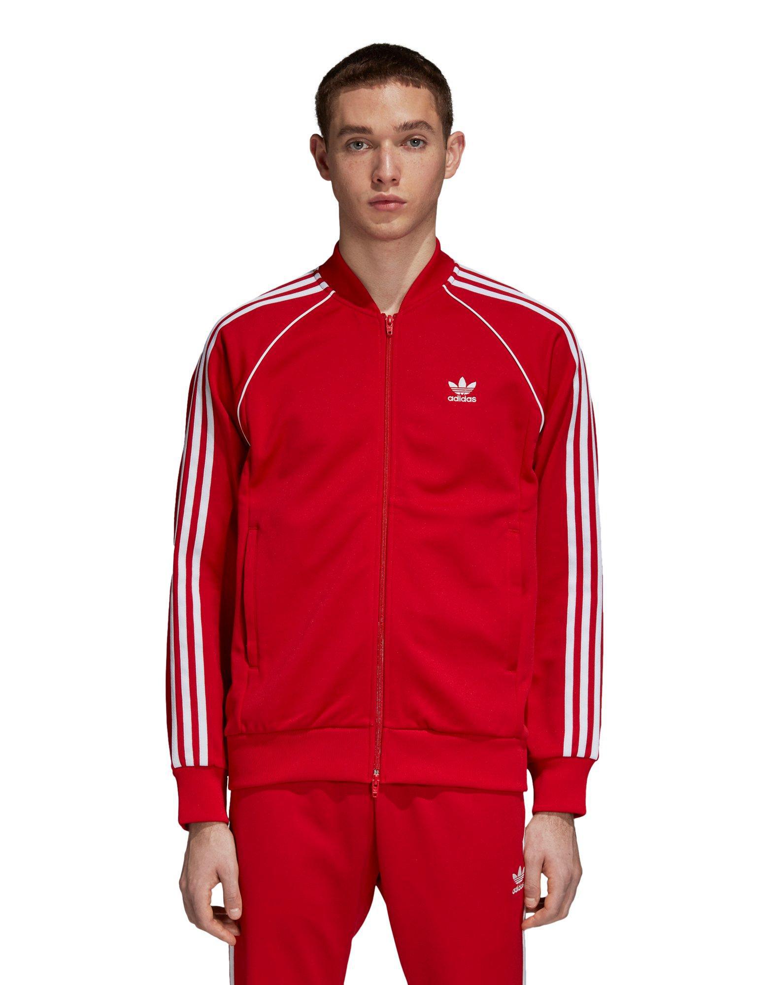adidas track jacket mens red