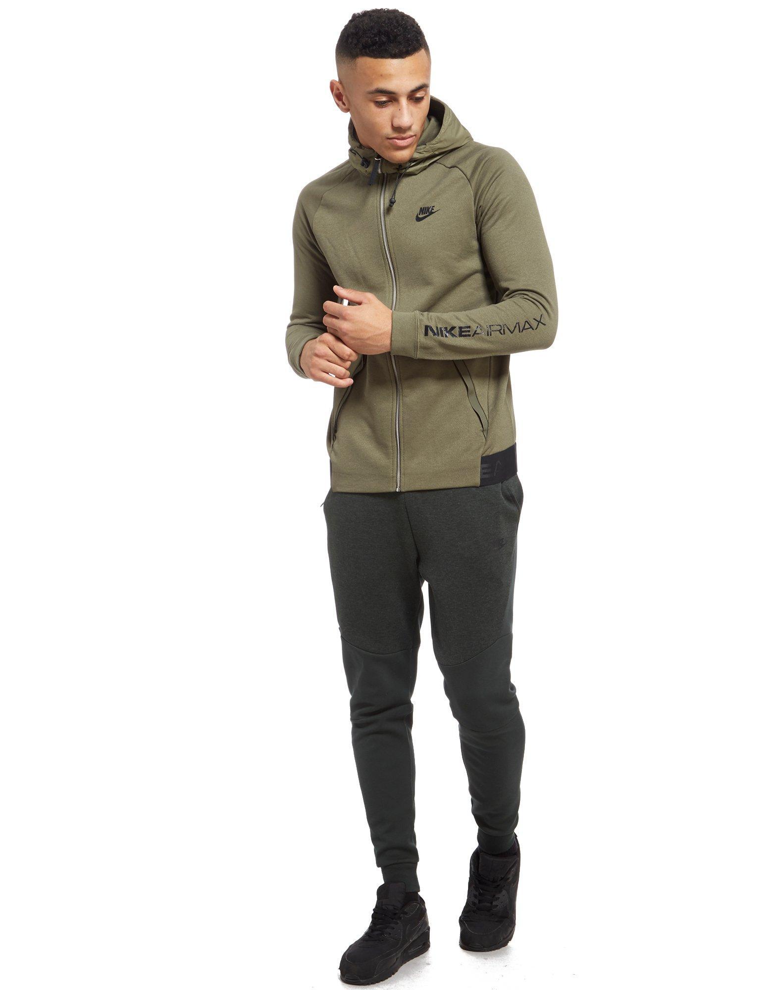 Nike Cotton Air Max Full Zip Hoodie in Olive (Green) for Men - Lyst
