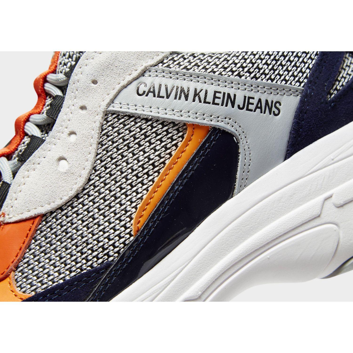calvin klein navy & orange marvin trainers