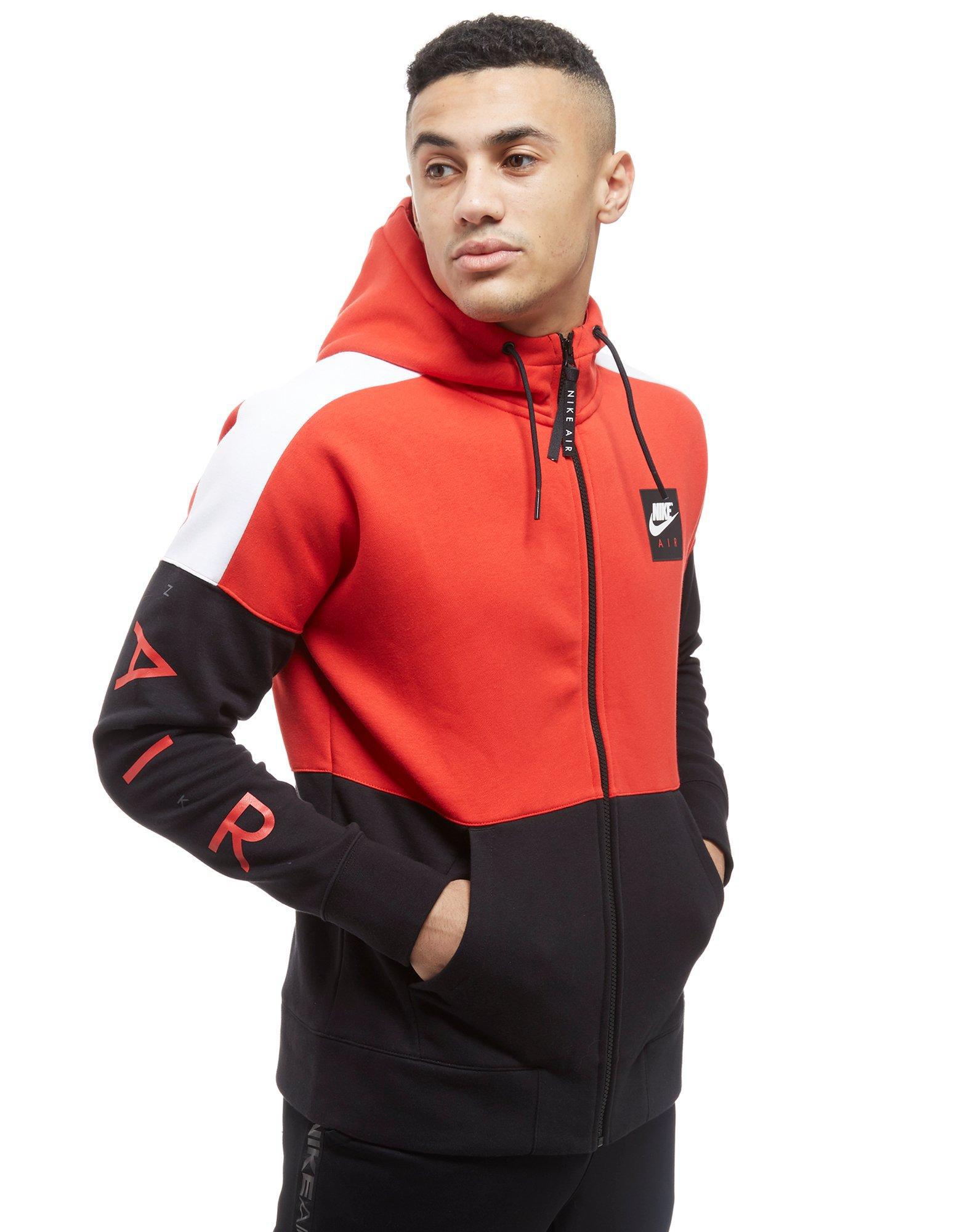 Nike Cotton Air Full Zip Hoodie in Red/Black (Red) for Men - Lyst