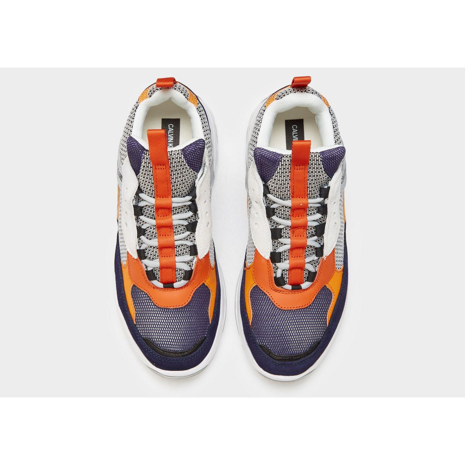 calvin klein navy & orange marvin trainers