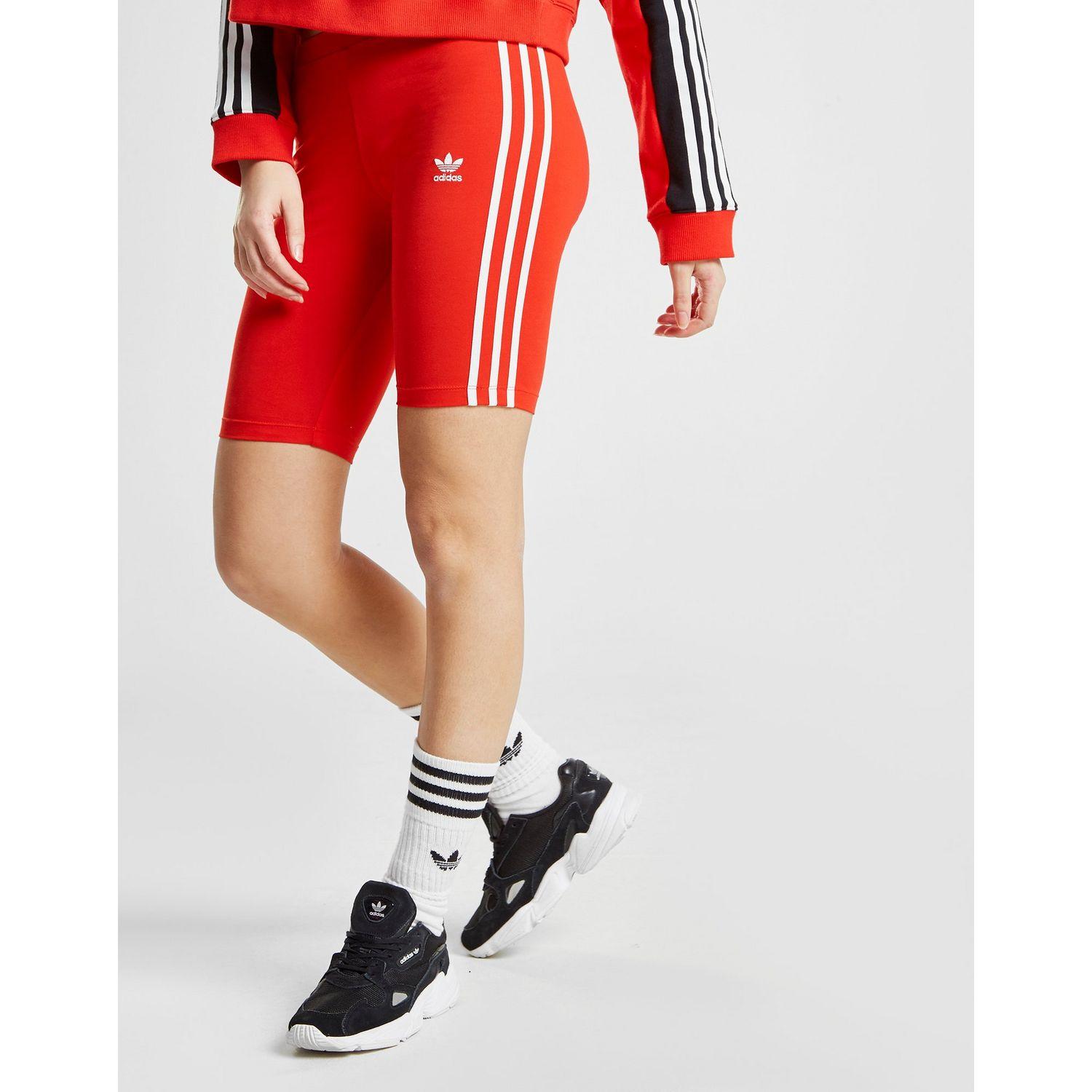Cotton 3-stripes Cycle Shorts in Red 
