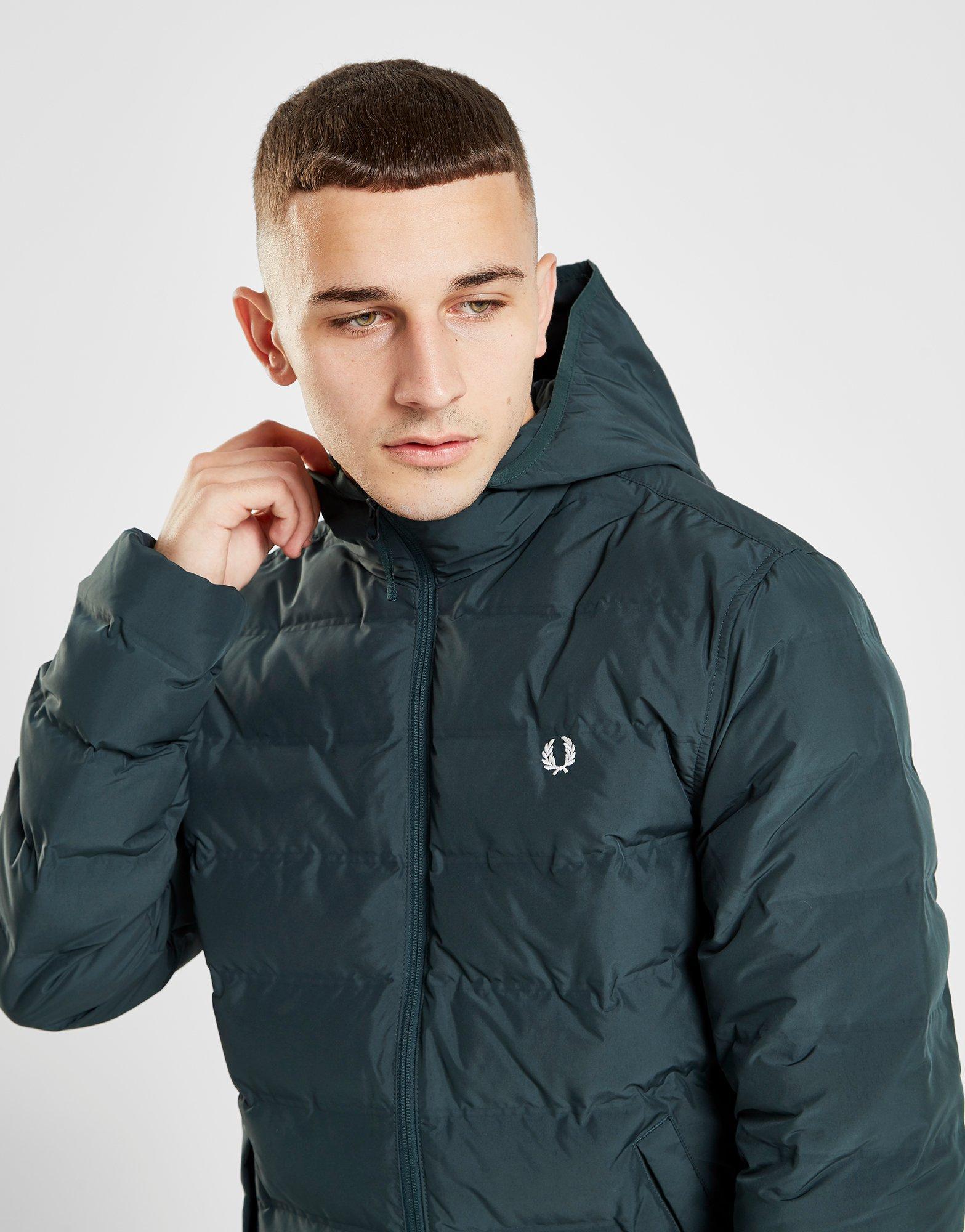 Fred Perry Synthetic Bubble Hooded Jacket in Green for Men - Lyst