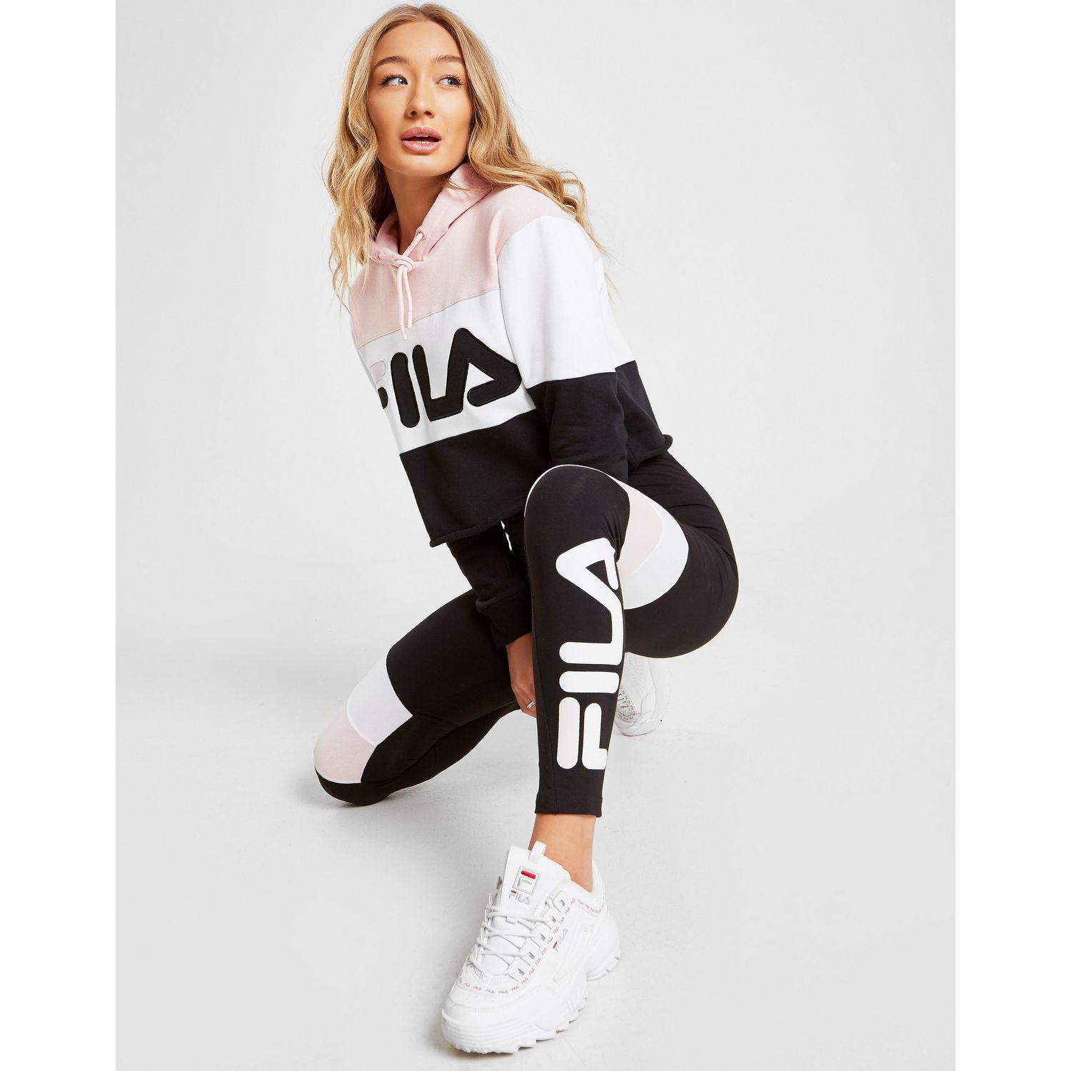 fila colour block crop hoodie