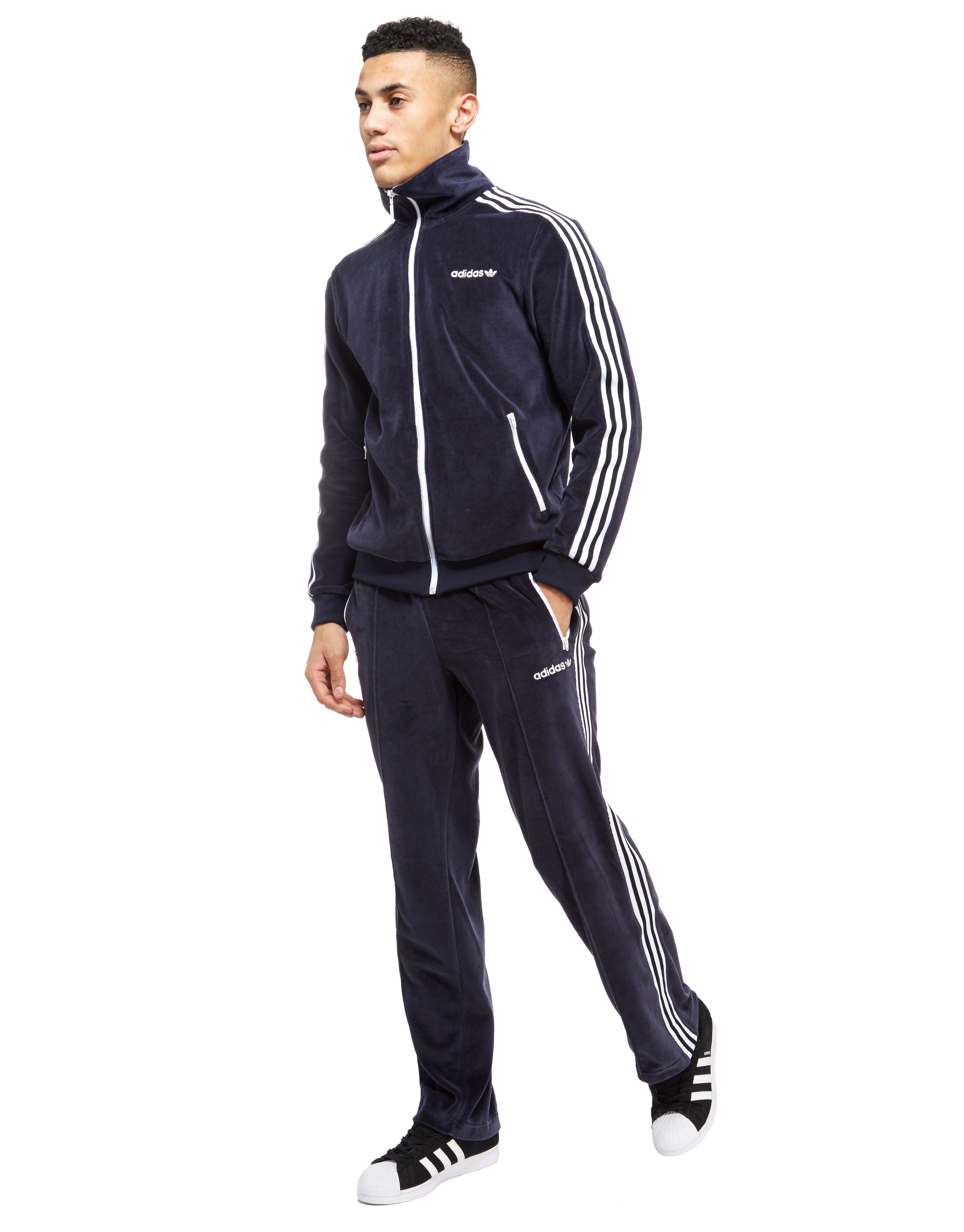 adidas Originals Cotton Velour Track Pants in Blue for Men Lyst