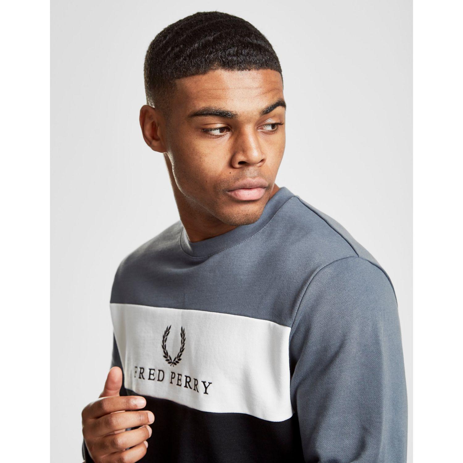 fred perry colour block crew sweatshirt