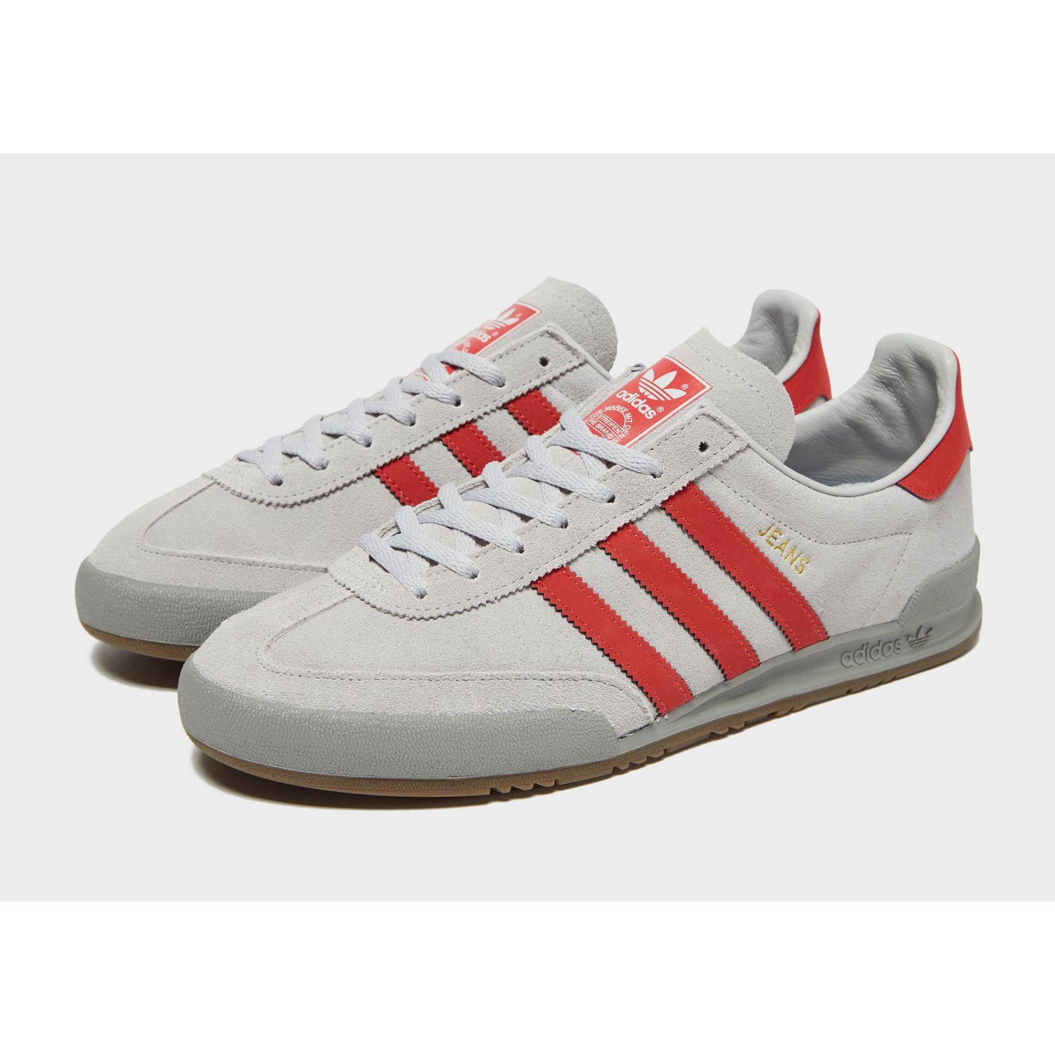adidas jeans grey red
