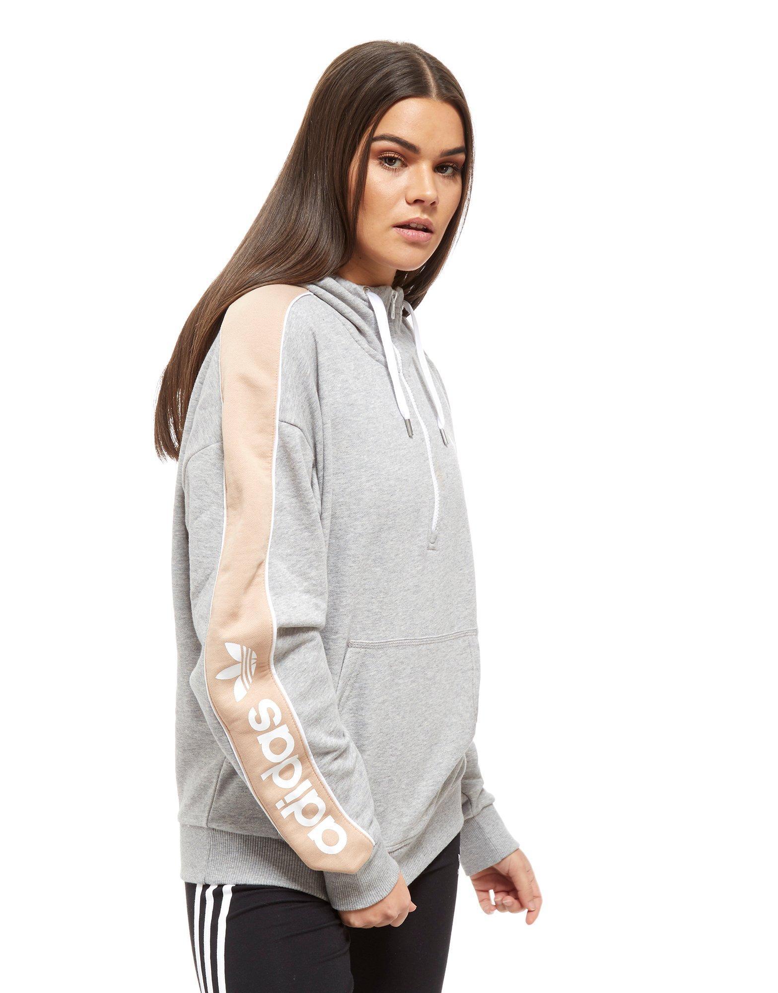adidas originals linear fleece overhead hoodie grey