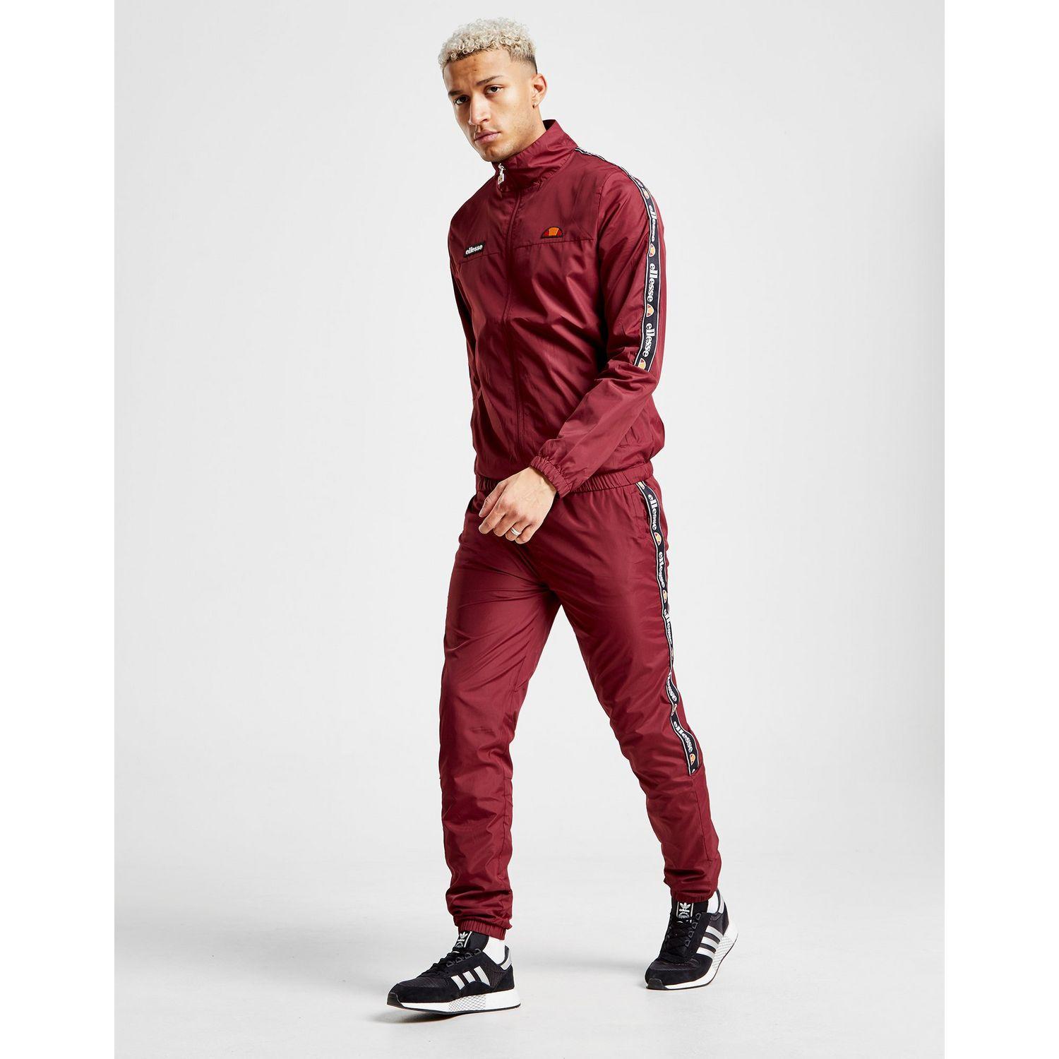 Castes Tape Woven Tracksuit in Burgundy 