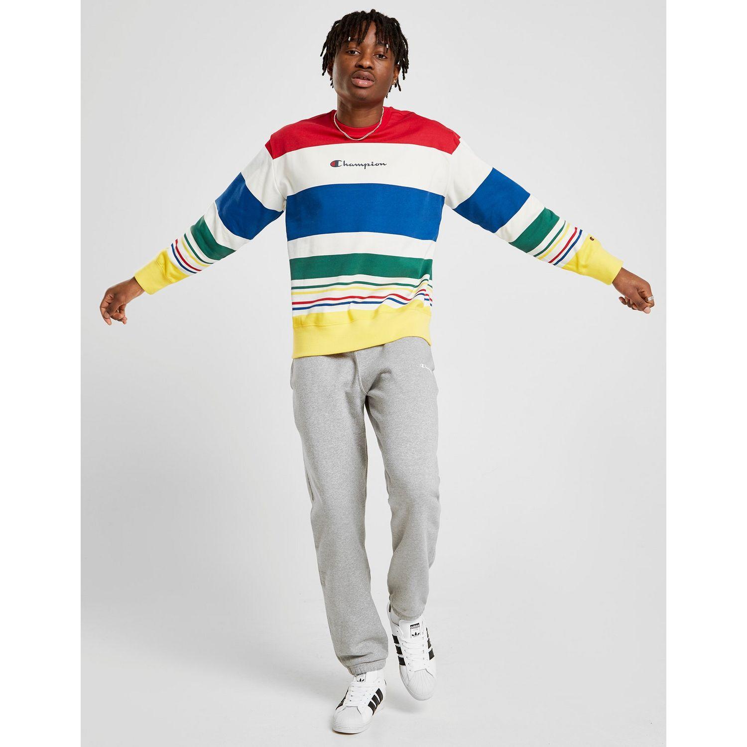 Champion multi stripe crewneck sweatshirt Clearance
