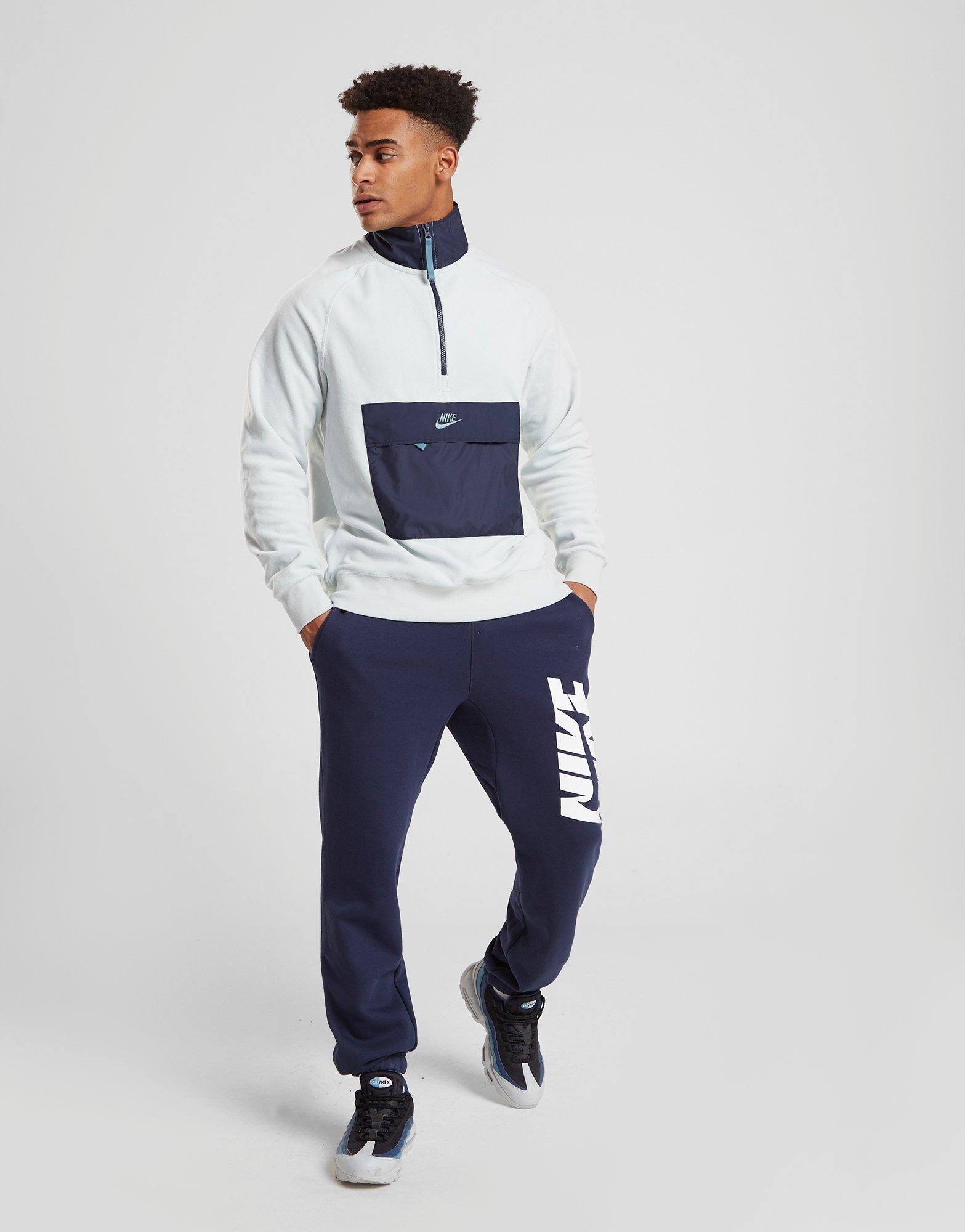 Nike Polar Fleece 1/2 Zip Sweatshirt in White/Blue (Blue) for Men - Lyst