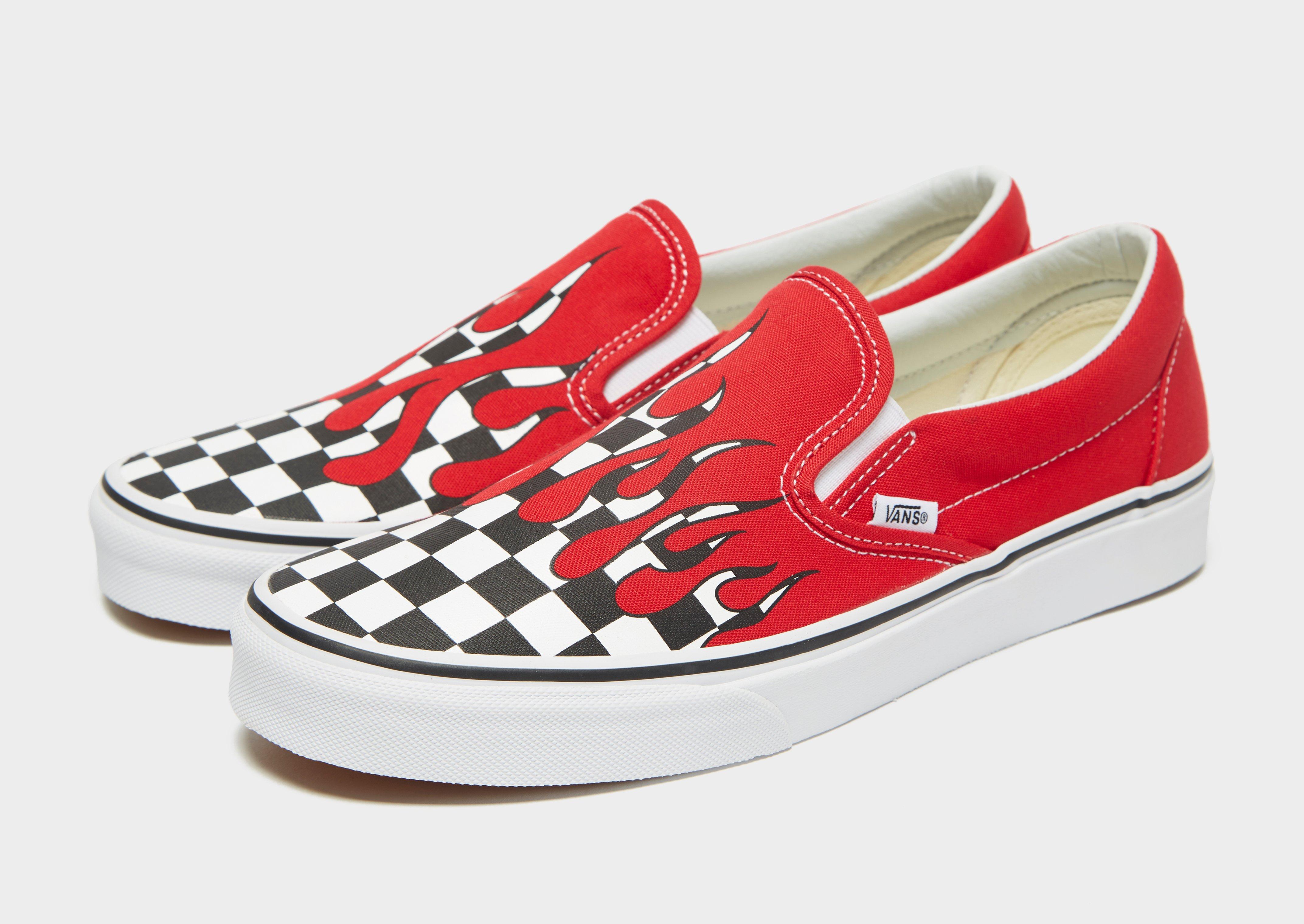 Vans Rubber Classic Slip On Checker Flame in Red/Black/White (Red) for ...