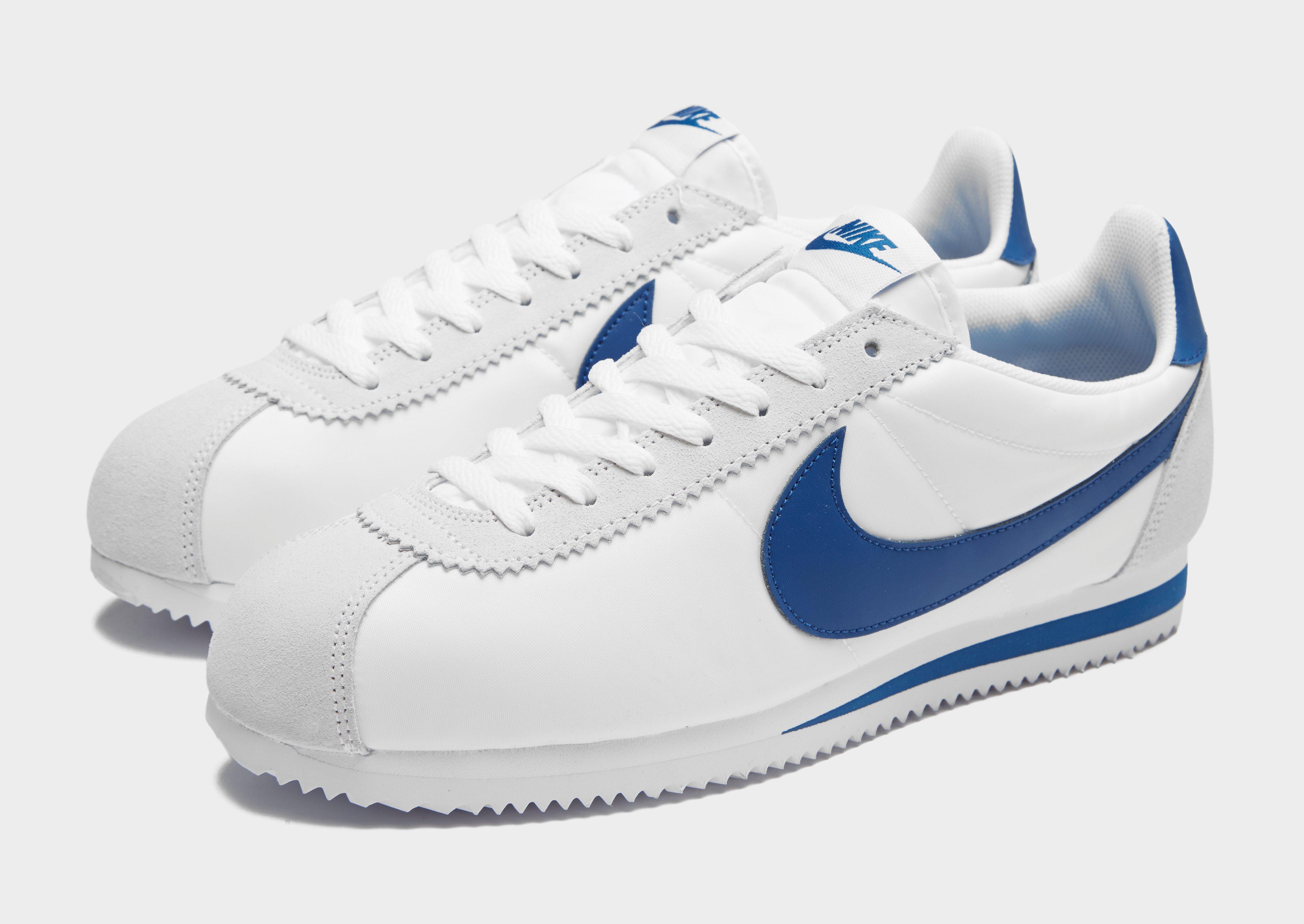 blue and white nike cortez