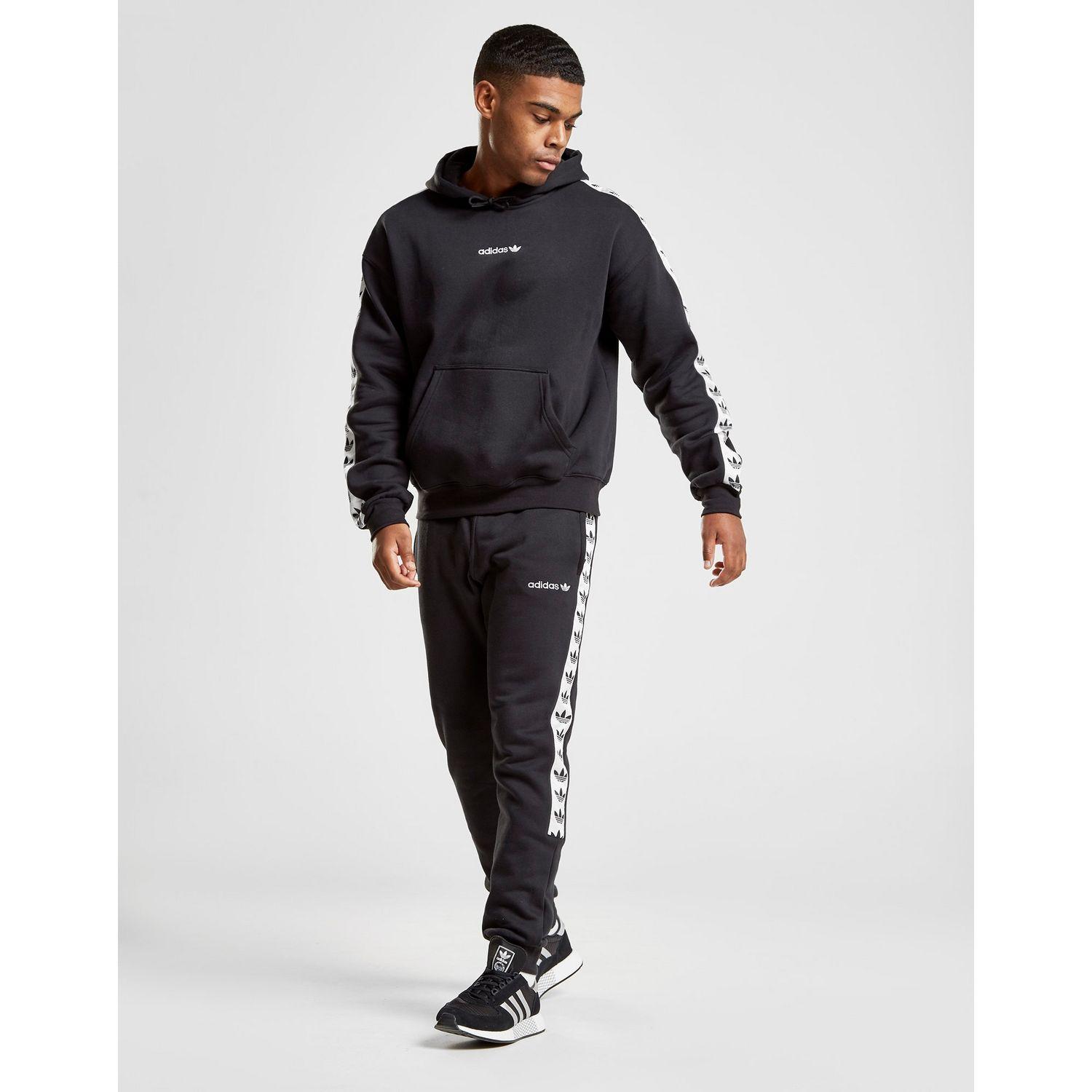 adidas Originals Tape Fleece Track Pants in Black/White (Black) for Men -  Lyst