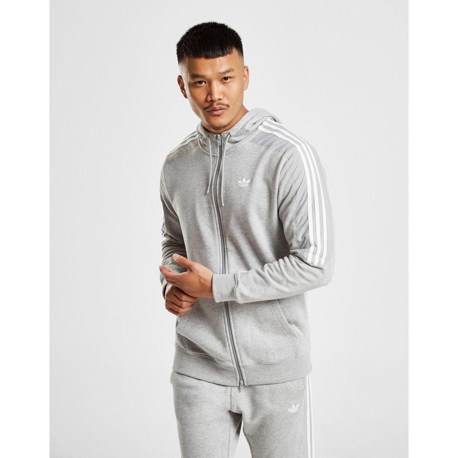 adidas Originals Cotton Radkin Full Zip Hoodie in Grey (Gray) for Men - Lyst