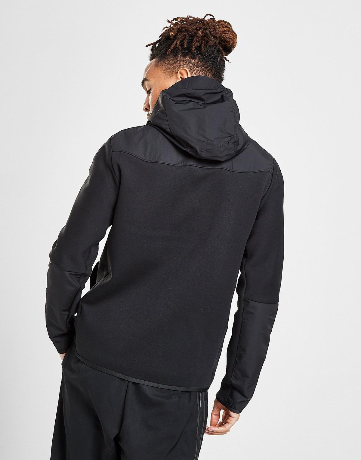 Nike Fleece Tech Woven Hoodie in Black for Men - Lyst